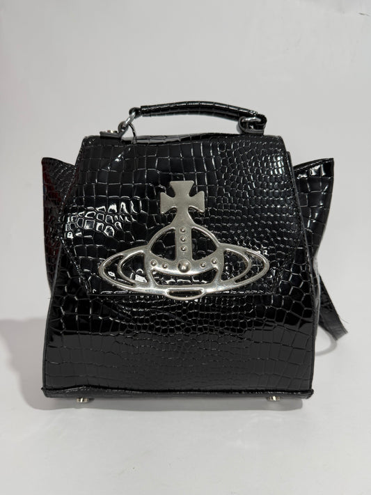 VIVIENNE WESTWOOD Orb-plaque Embossed Backpack In Black