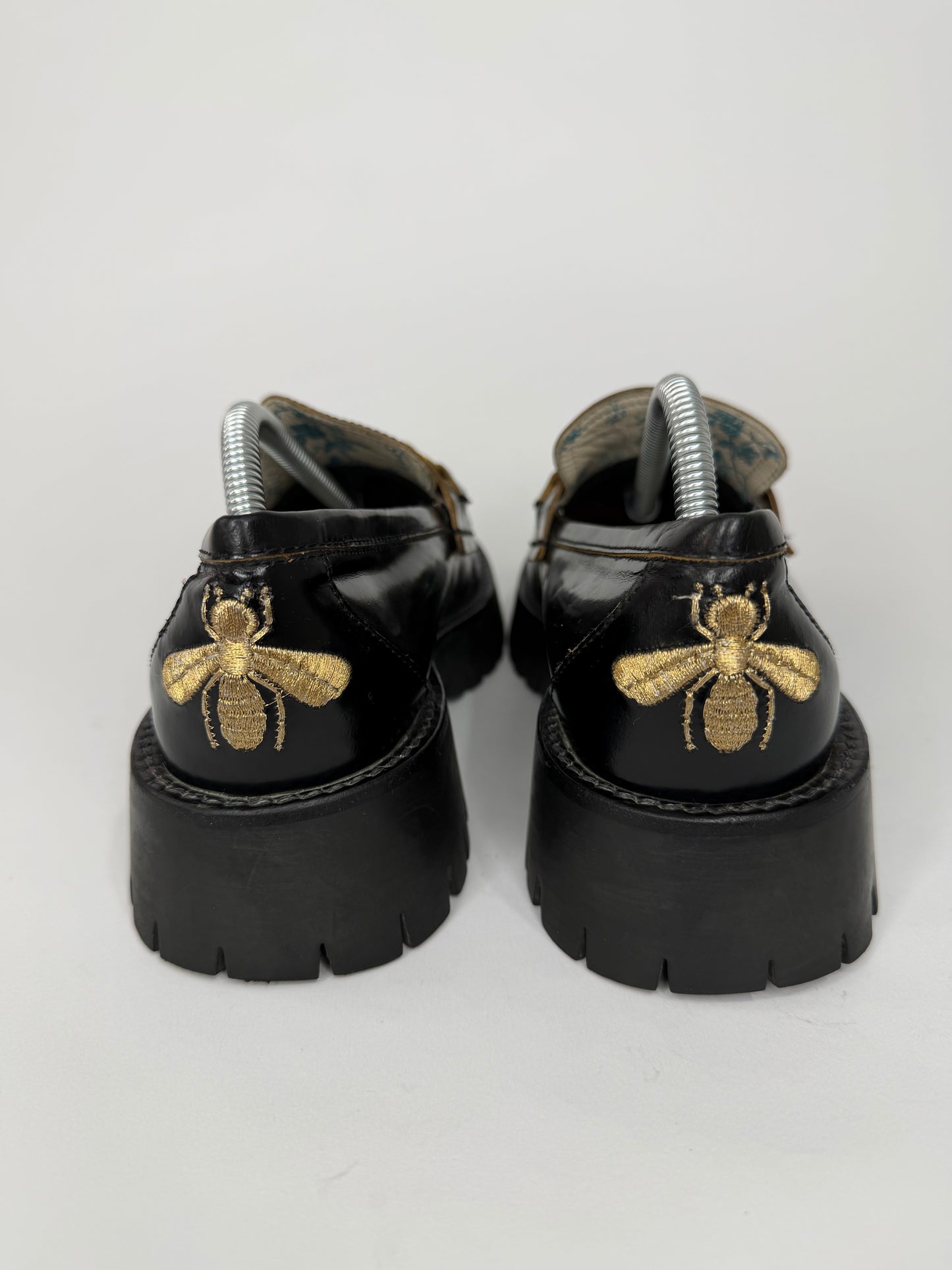 GUCCI
Cordovan Lux Womens Harald Horsebit 25mm Platform Loafers 40 Black