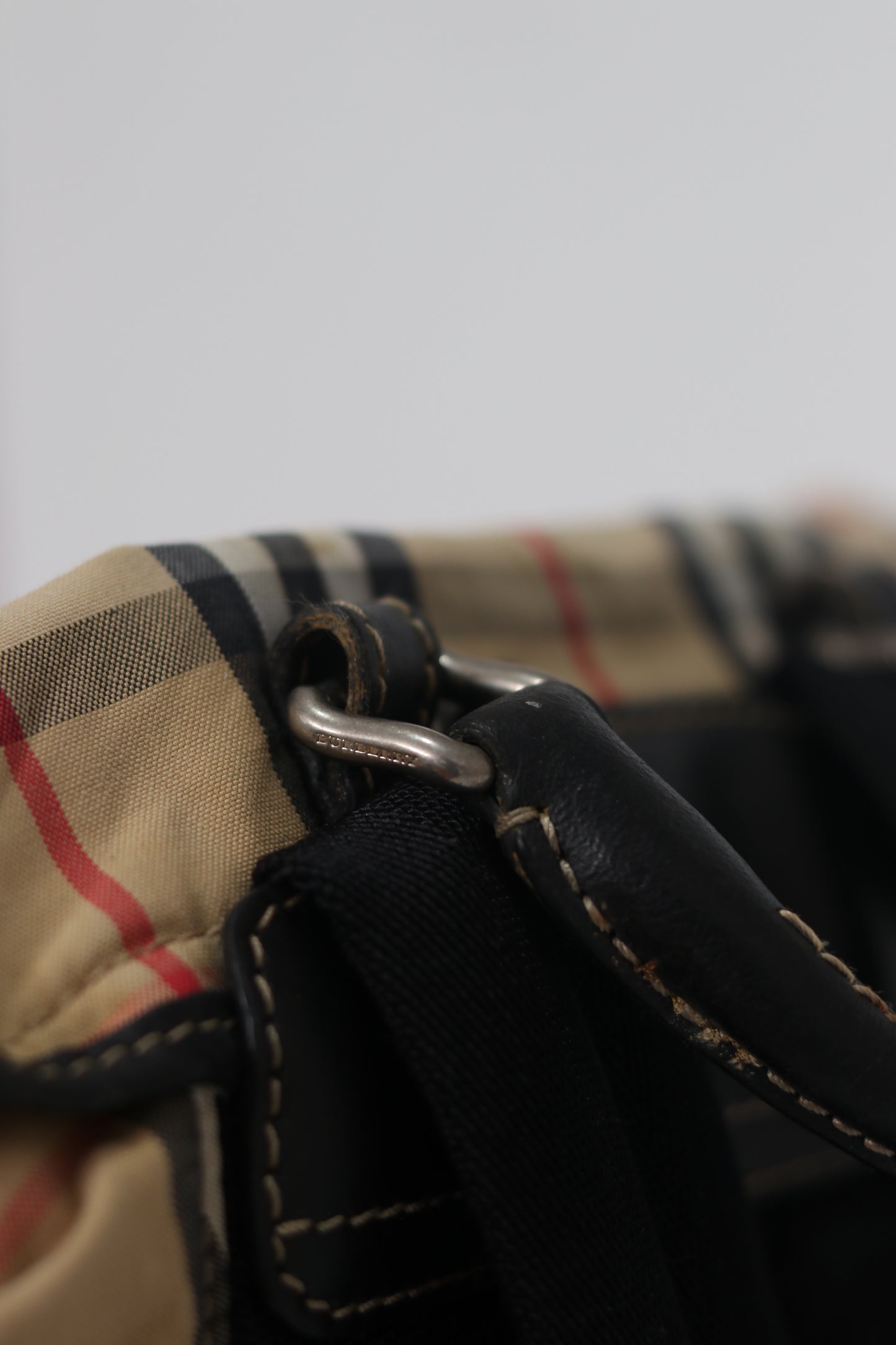 Burberry Beige/Black Vintage Check Nylon Large Rucksack Backpack