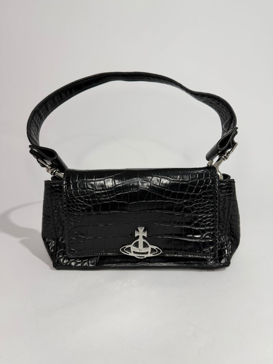 Vivienne Westwood Black Small Patent Leather Hazel Top-Handle Bag