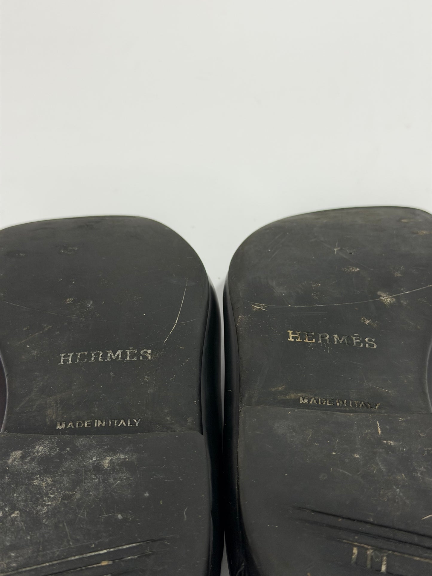 HERMES Black Leather Slip On Kennedy Loafers Size 42 EU/ 9 US/ 8 UK