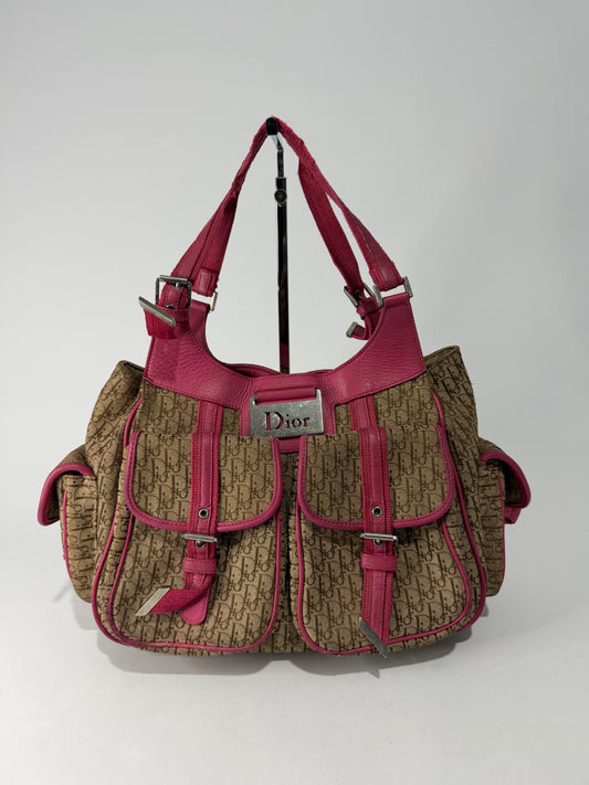 Dior Beige/Pink Oblique Canvas and Leather Street Chic Tote