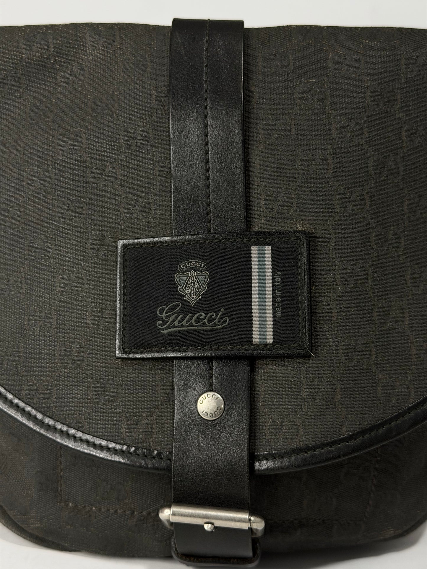Authentic Gucci GG Canvas Messenger Bag Black