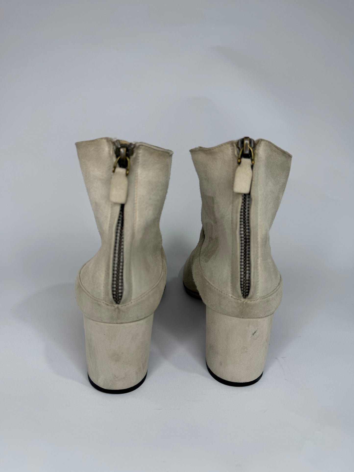 Loro Piana Maxi Charms Grey Suede Ankle Length Boots Size 38 EU/ 8 US / 5 UK