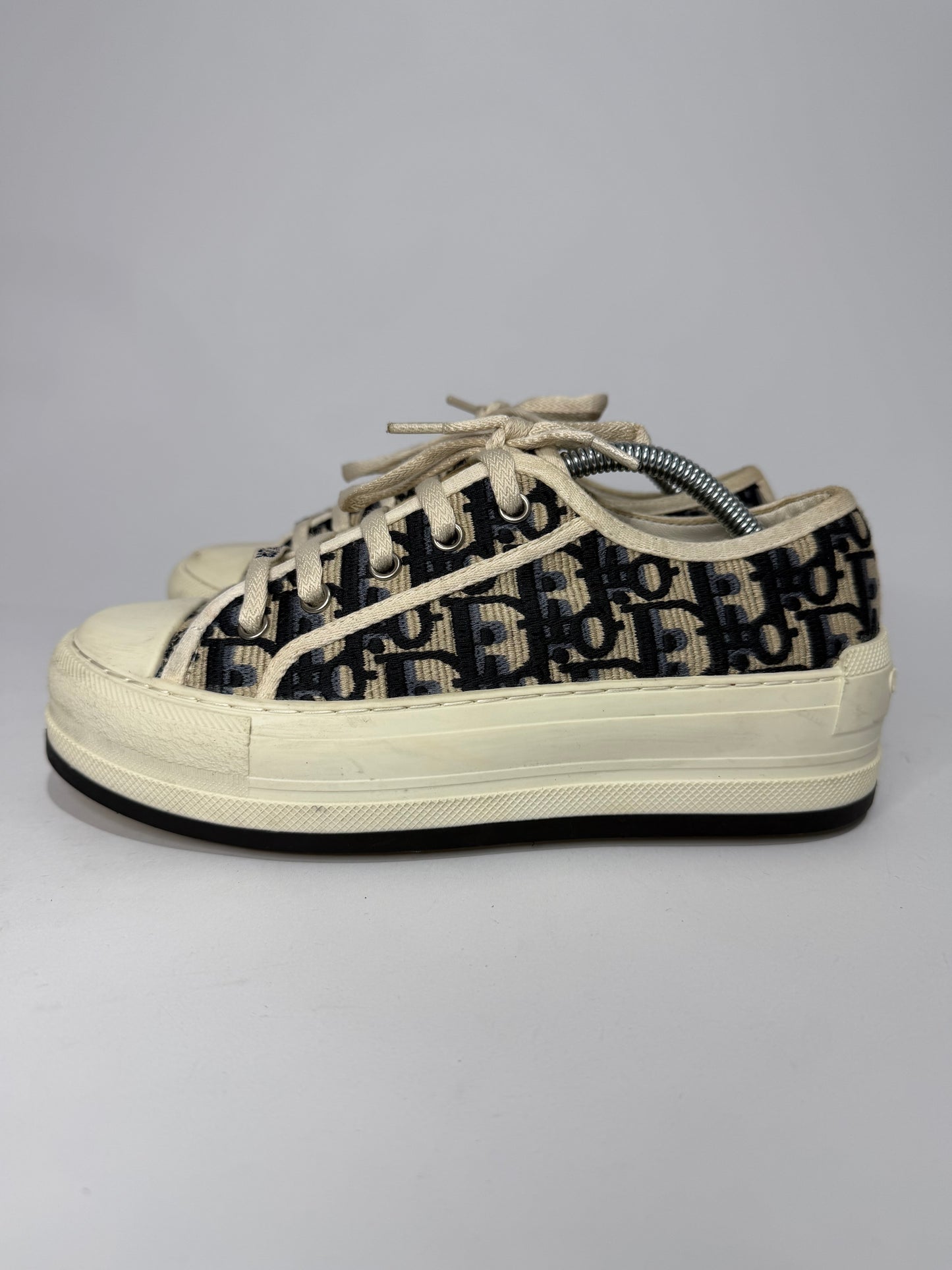 Dior Navy Blue/Off-White Oblique Fabric Walk'n'Dior Platform Sneakers Size 36 EU/ 6 US