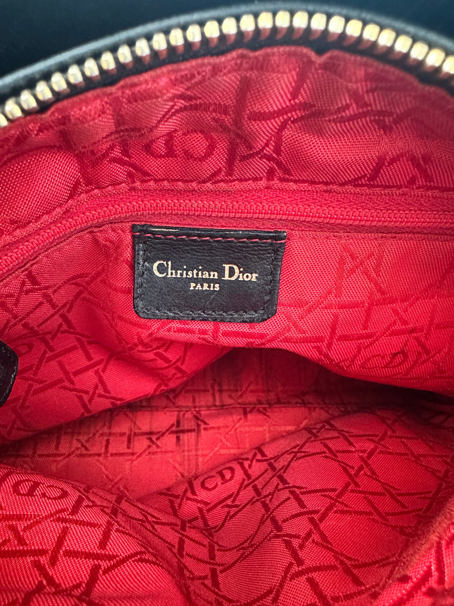 VintageDior Black Cannage Leather Medium Lady Dior Tote