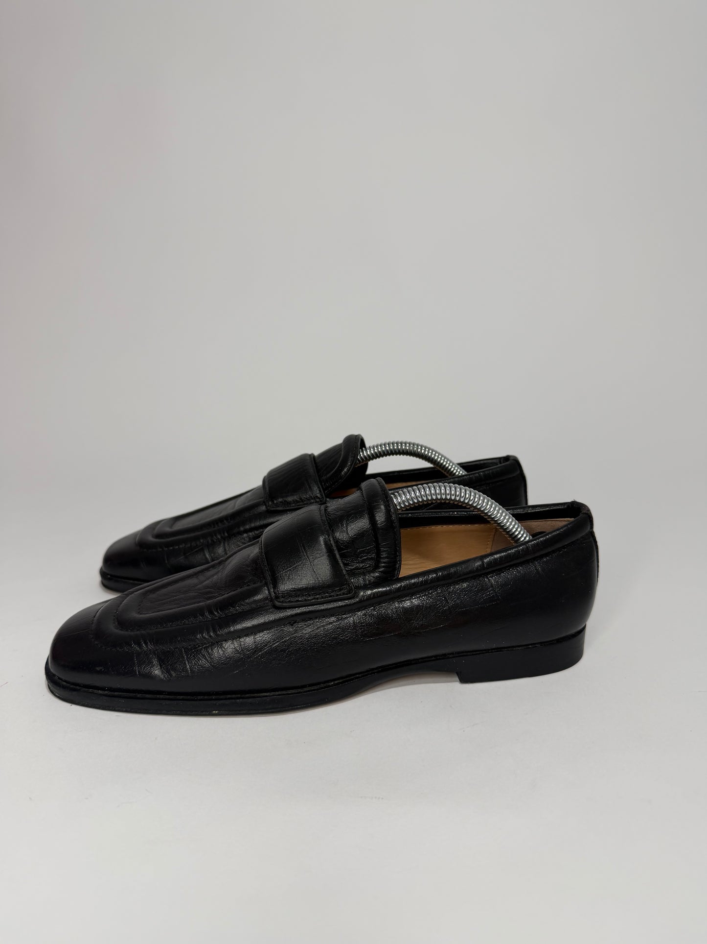 Bottega Veneta Black Croc Loafers Size 36 EU