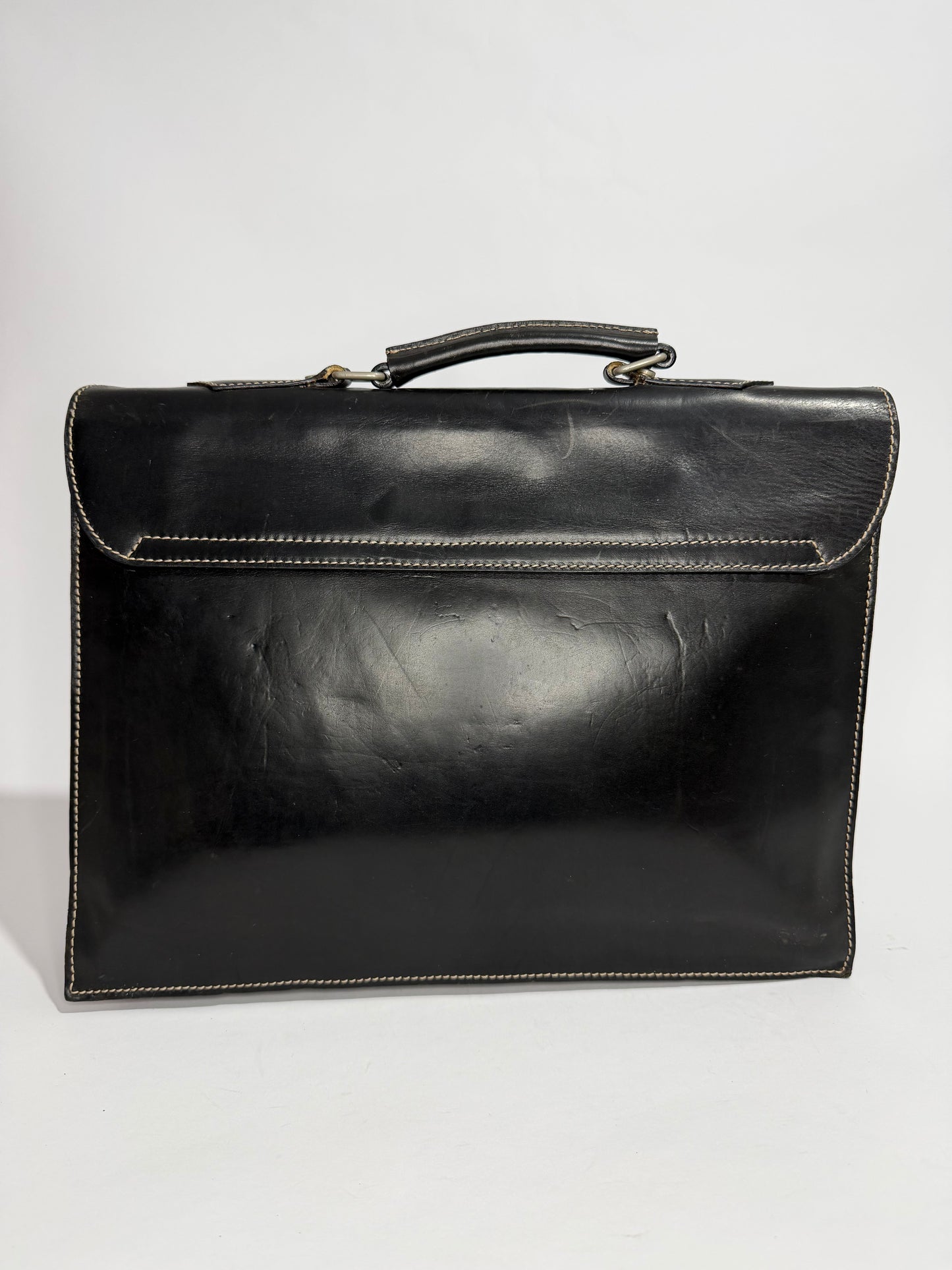 Vivienne Westwood Black Leather Briefcase Satchel Vintage Logo Business Bag