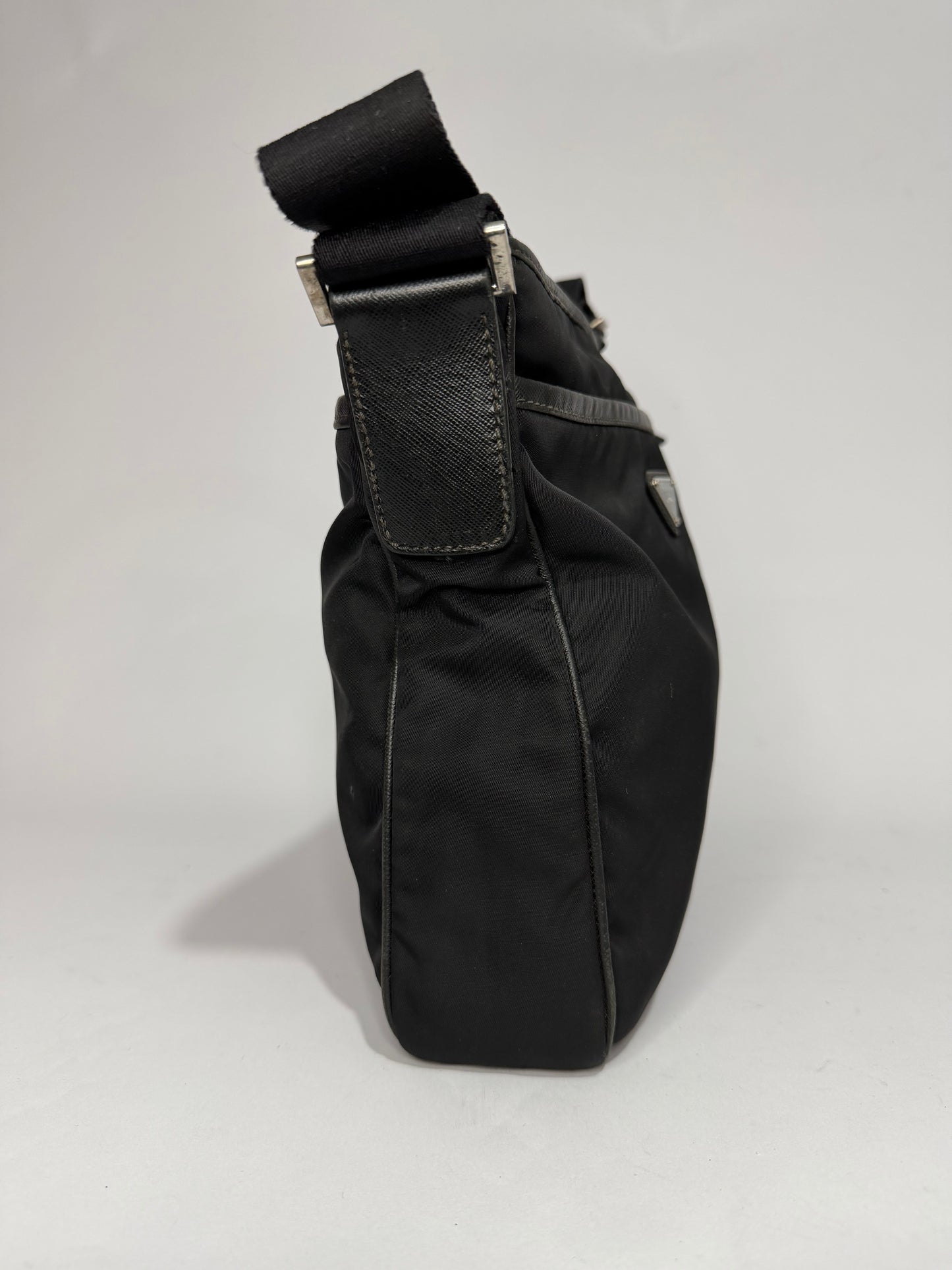 PRADA Tessuto Nylon Flat Messenger Bag Black