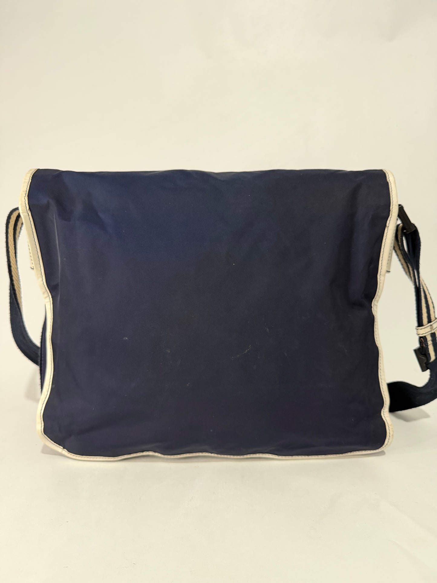 Gucci Vintage Nylon Messenger Bag Navy & Cream