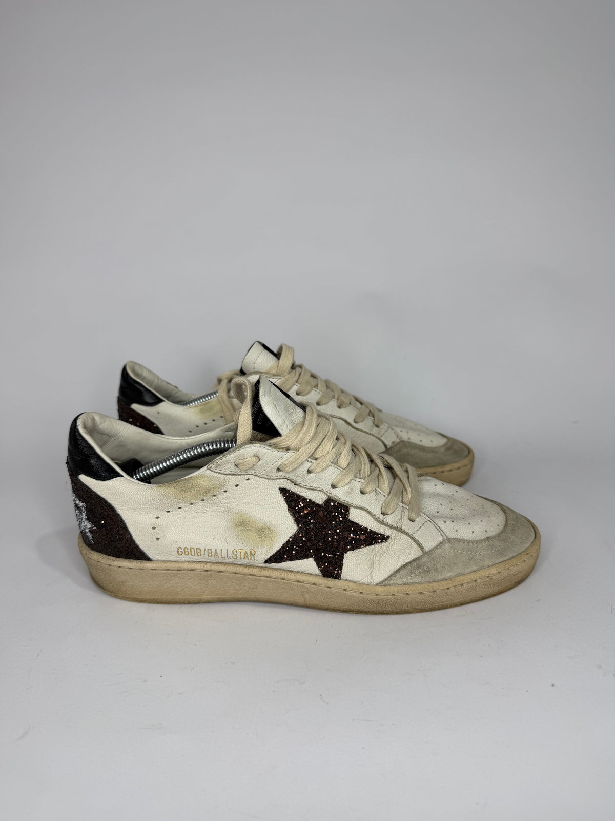 Golden Goose White Leather Ballstar Lace Up Sneakers Size 38 EU/ 8 US