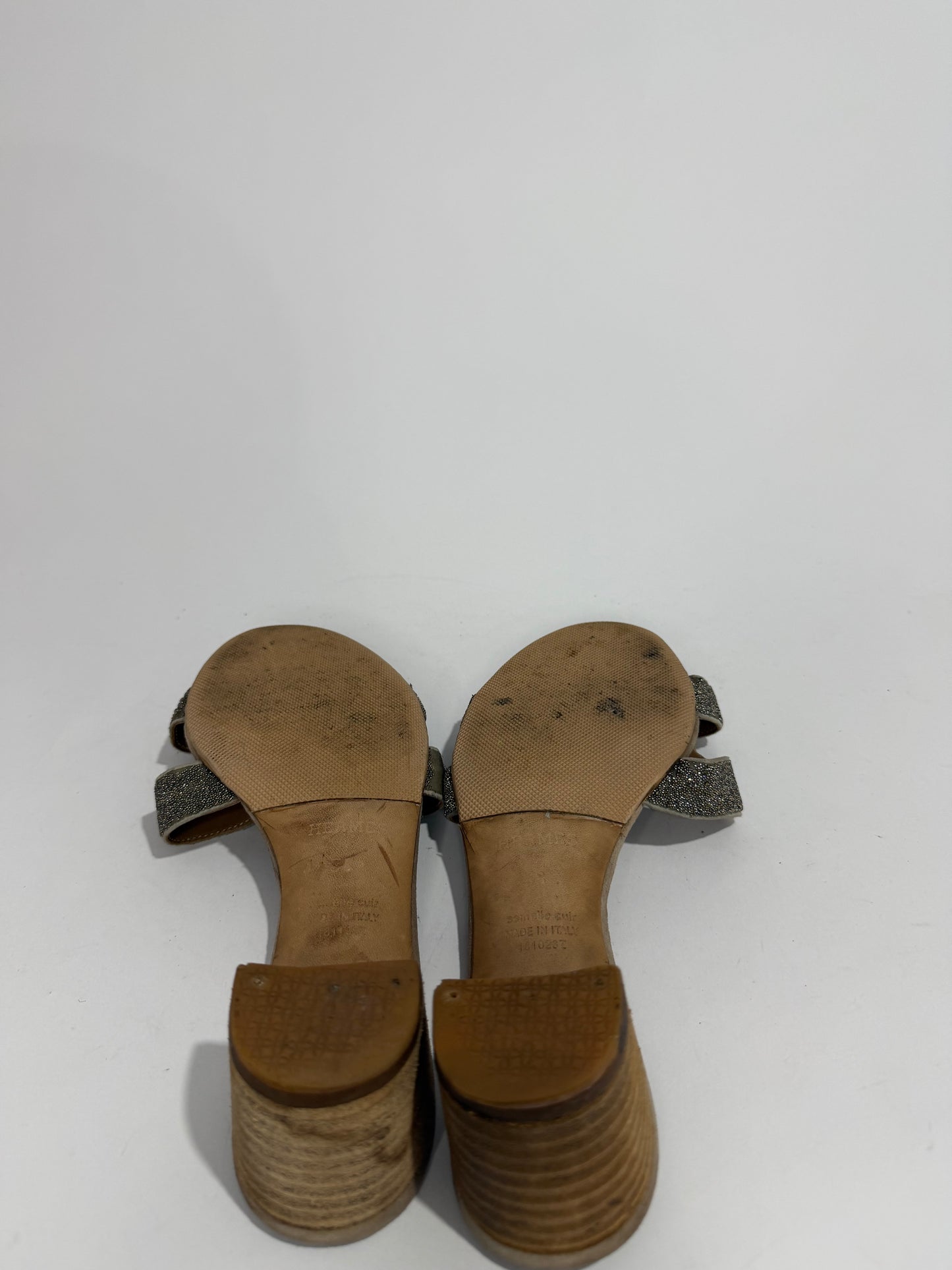 Hermes Gold Glitter Leather Oasis Slide Sandals Size 38 EU/8 US/ 5UK