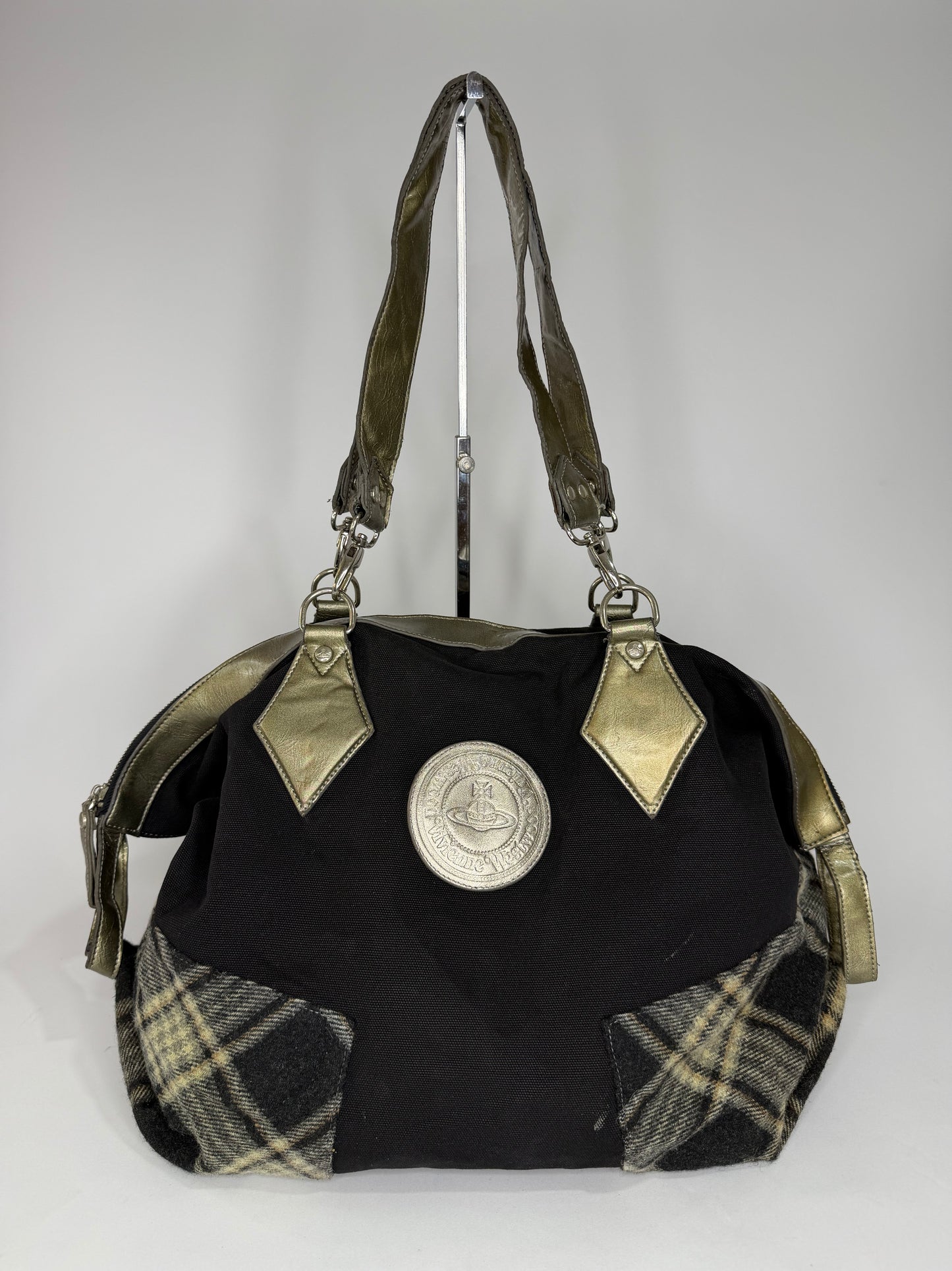 VIVIENNE WESTWOOD Multicolor Plaid Tote Bag.