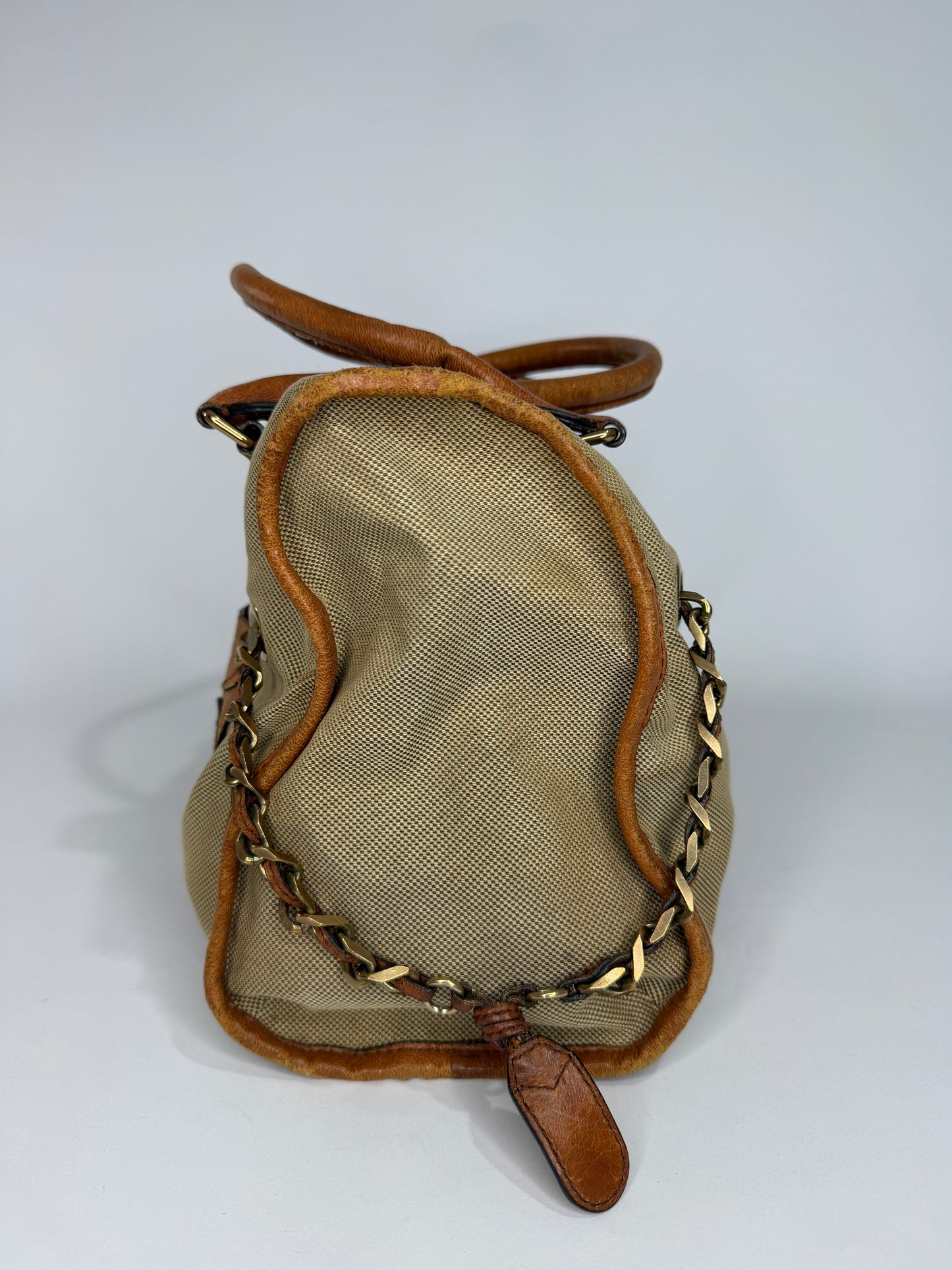 Chloe Beige/Tan Canvas and Leather Haley Tote