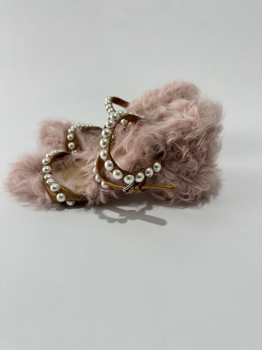 Miu Miu Fur Studded Accents Gladiator Sandals Women's Size: 36 EU/ 6 US / 3 UK
