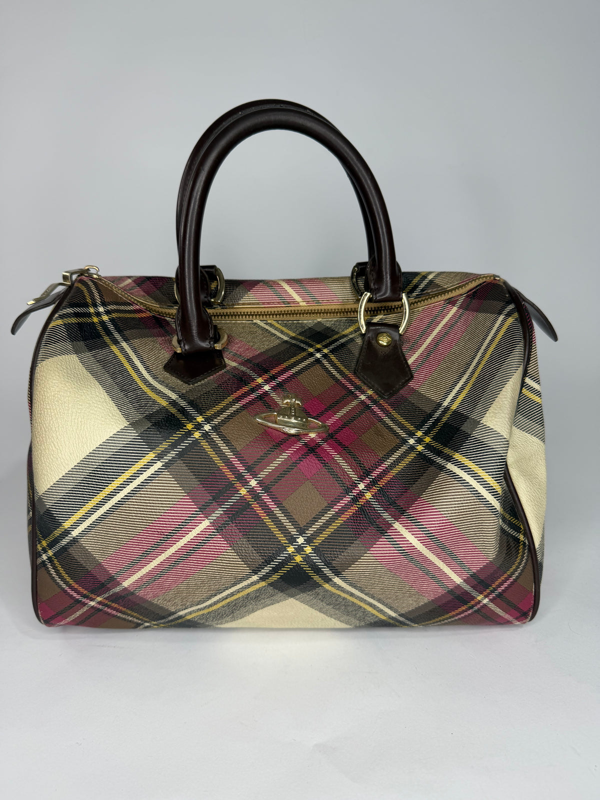 Vivienne Westwood
Leather Trim Coated Canvas Handle Bag