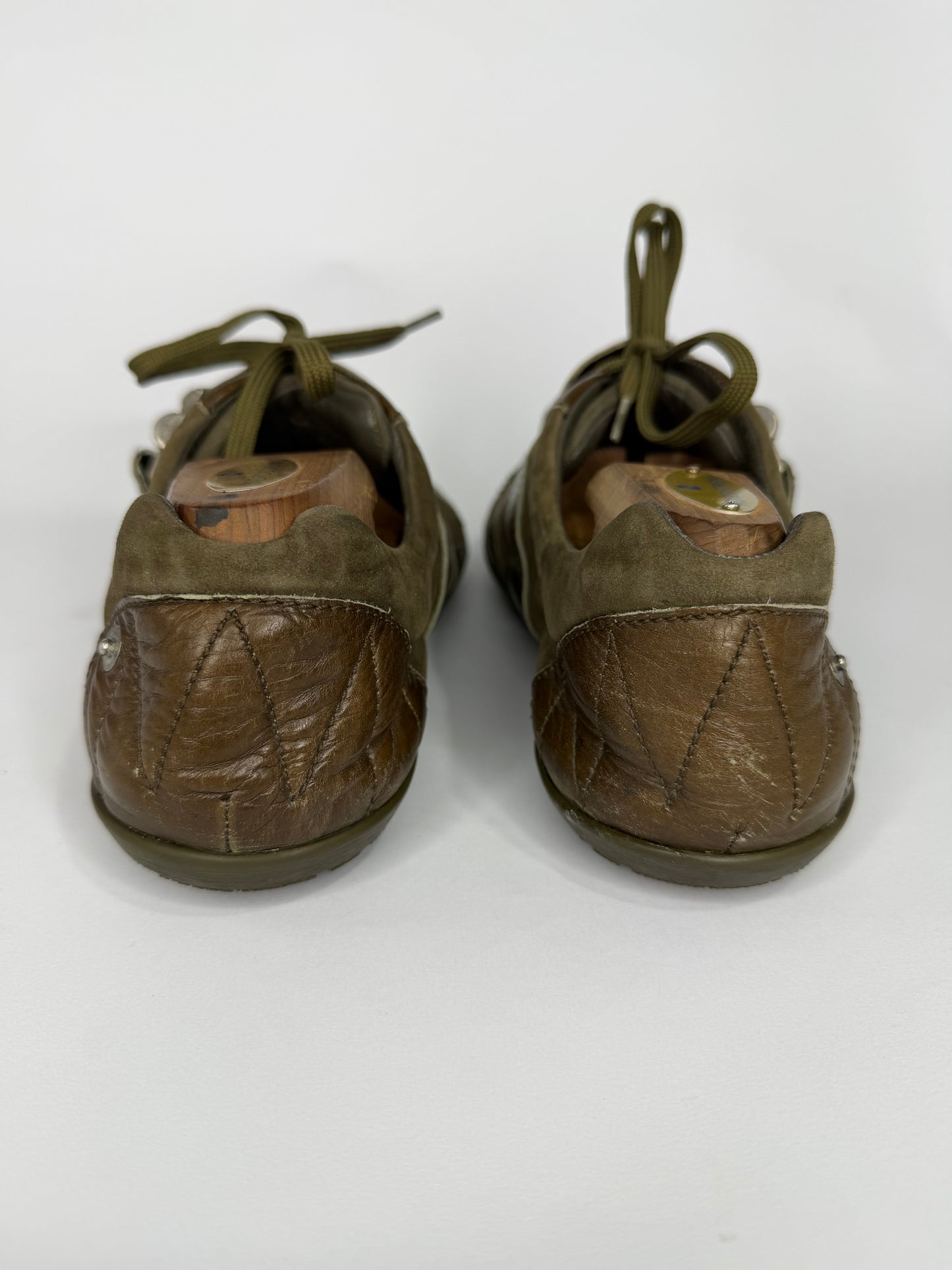 Dior Brown & Olive Leather Low-Top Sneakers Size 40
