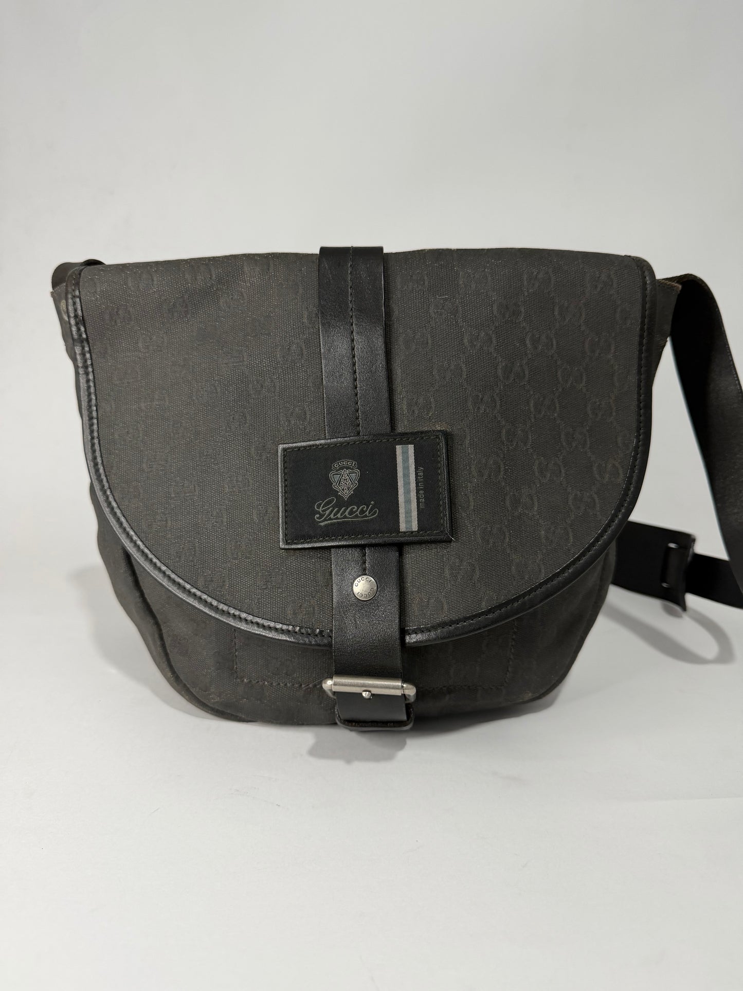Authentic Gucci GG Canvas Messenger Bag Black