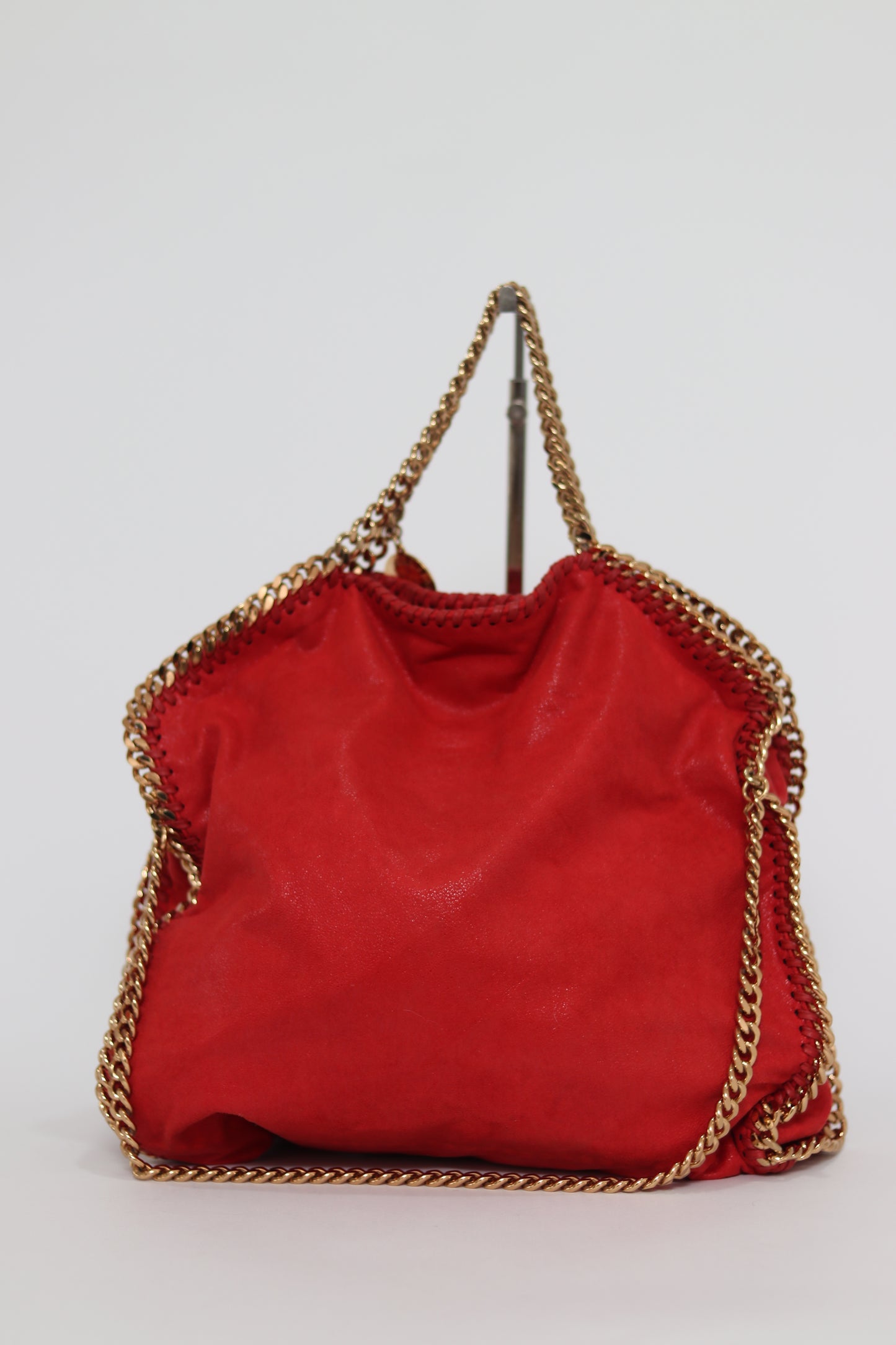 STELLA MCCARTNEY
Red Shaggy Deer Faux-Leather Falabella Fold Over Tote Bag
