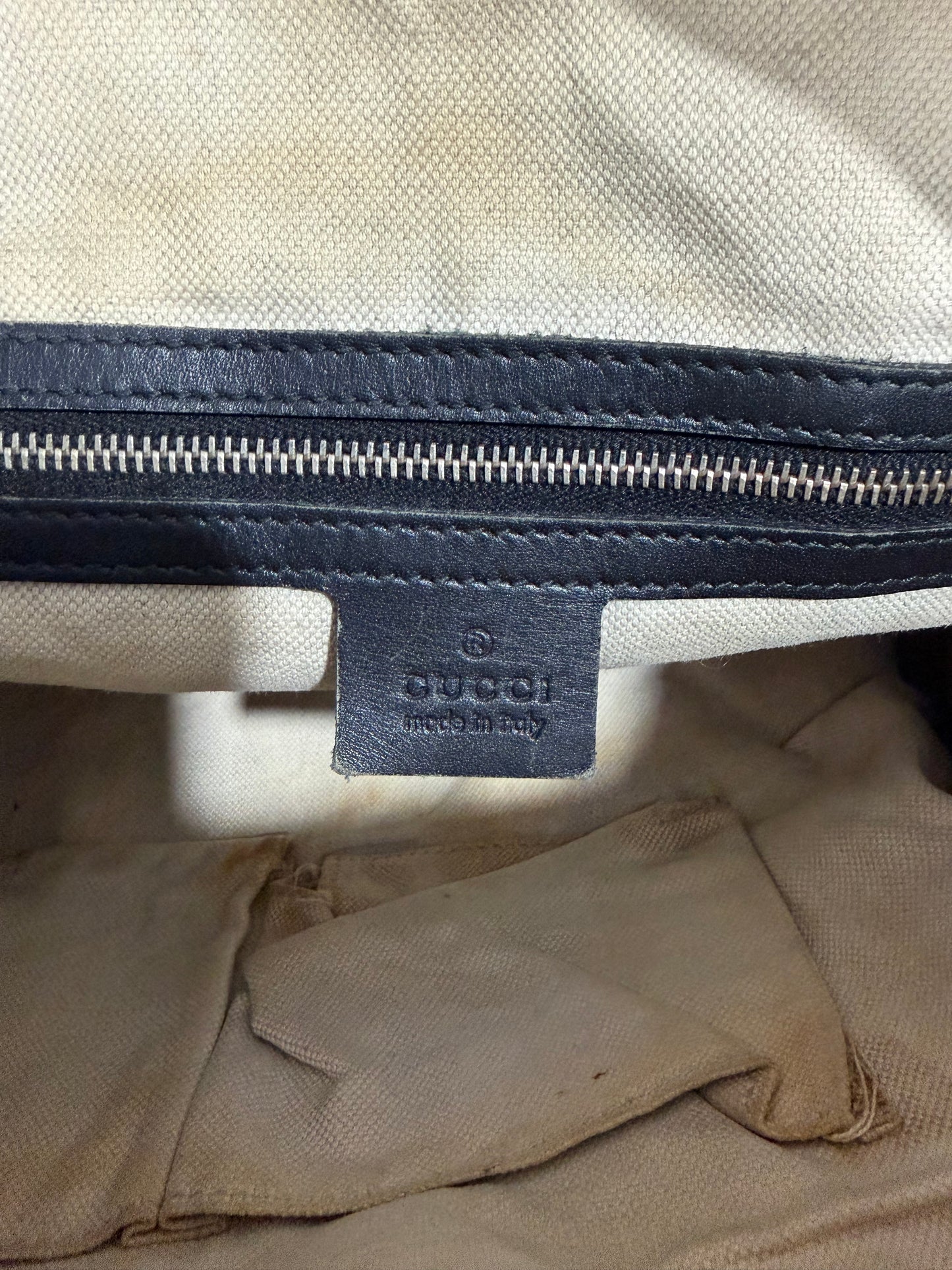Gucci Black/Beige Diamante Canvas Medium Vintage Web Boston Bag