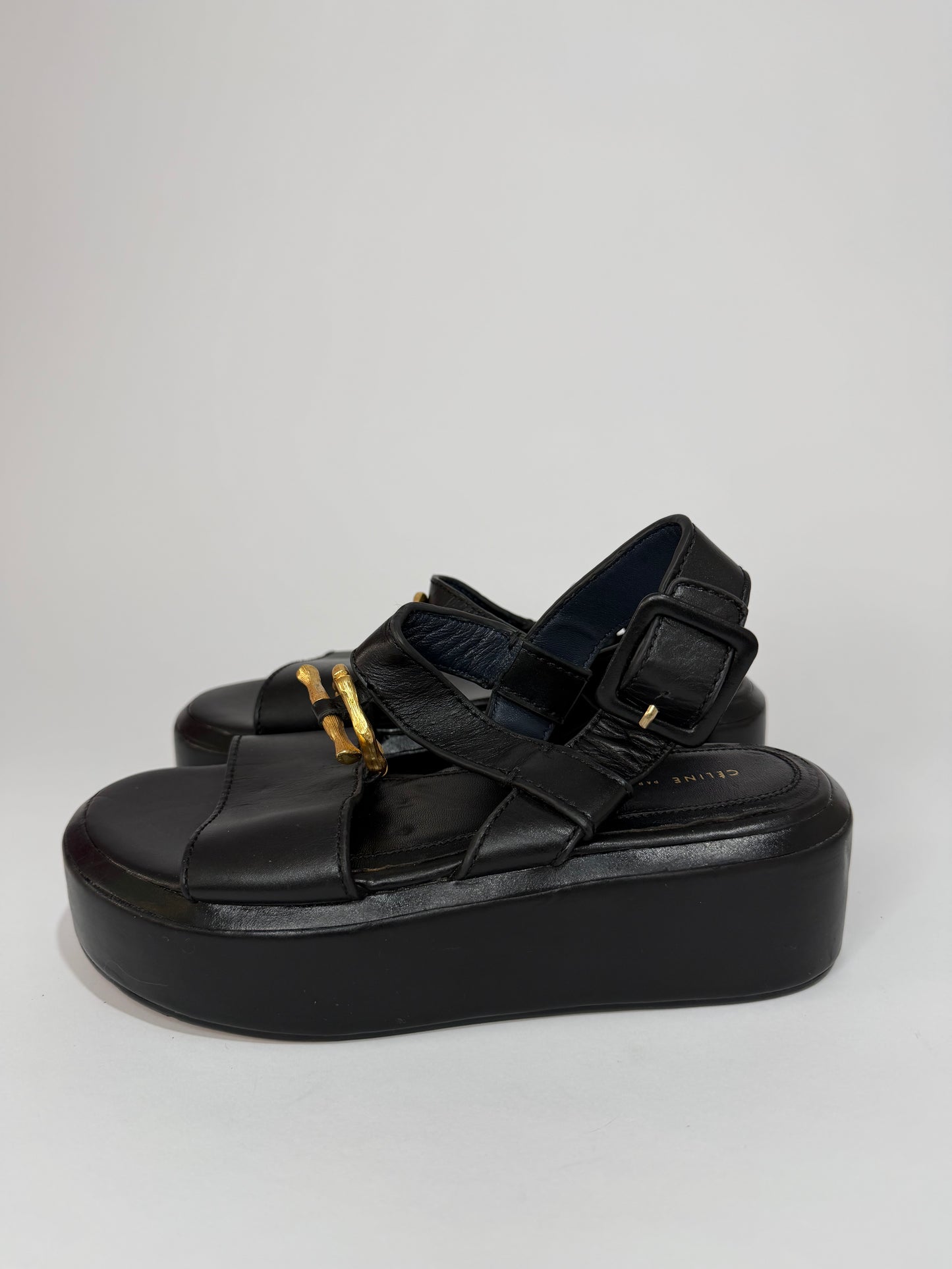 CÉLINE PHOEBE PHILO ALPHABET BAMBOO SANDALS SIZE 37EU/ 7 US