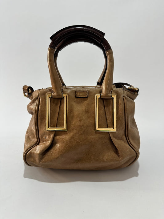 Chloe Metallic Brown Leather Small Ethel Satchel