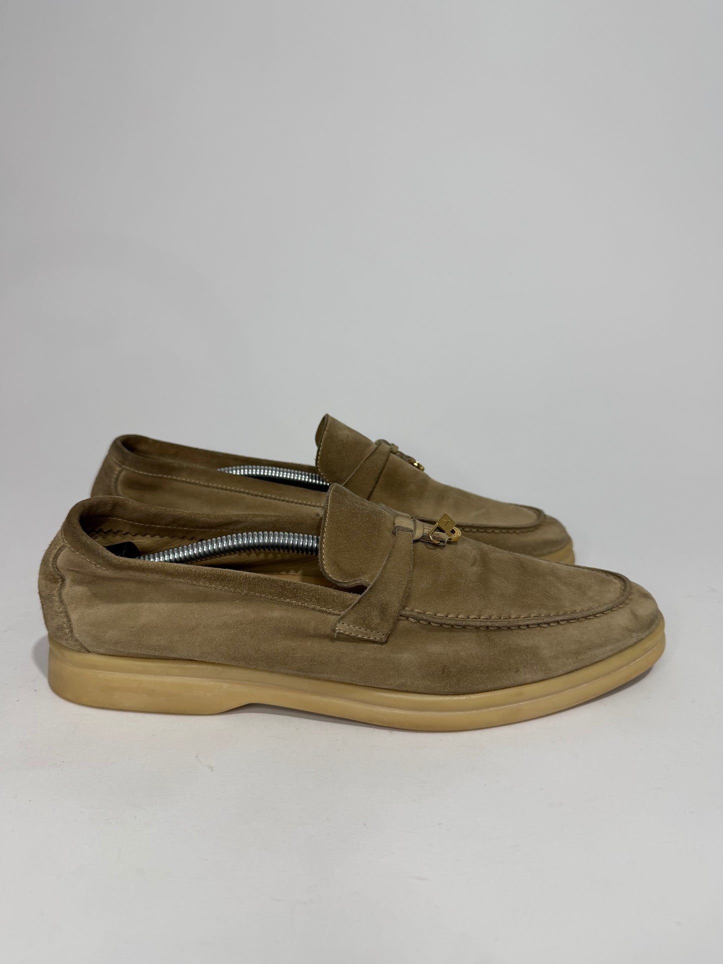 Loro Piana Beige Suede Summer Charms Walk Slip On Loafers Size 40 EU/10 US
