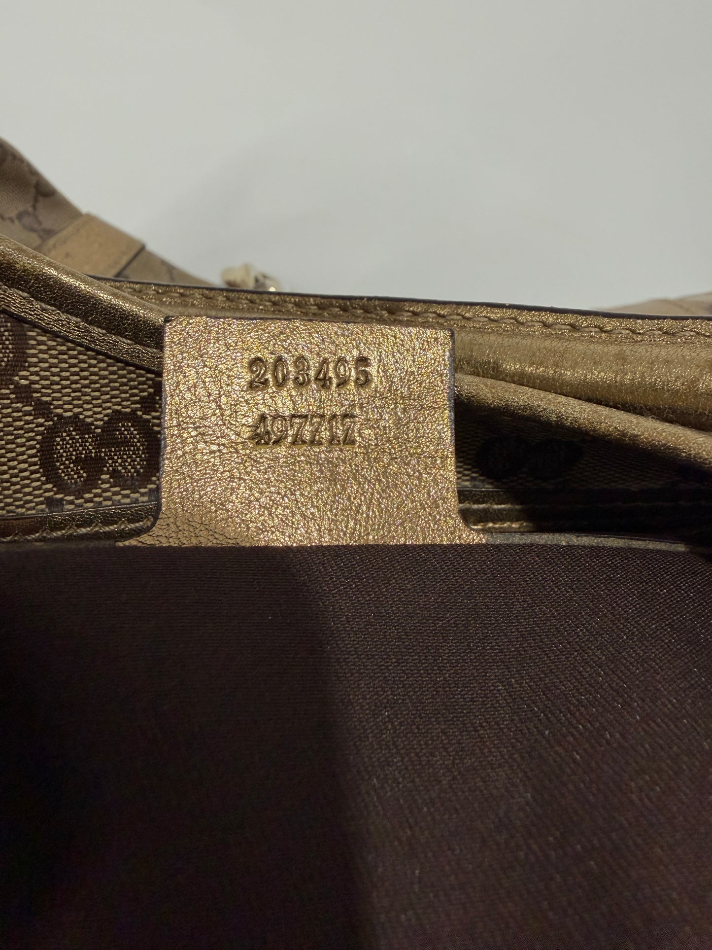 Gucci Gold/Beige GG Crystal Canvas and Leather Small Joy Shoulder Bag