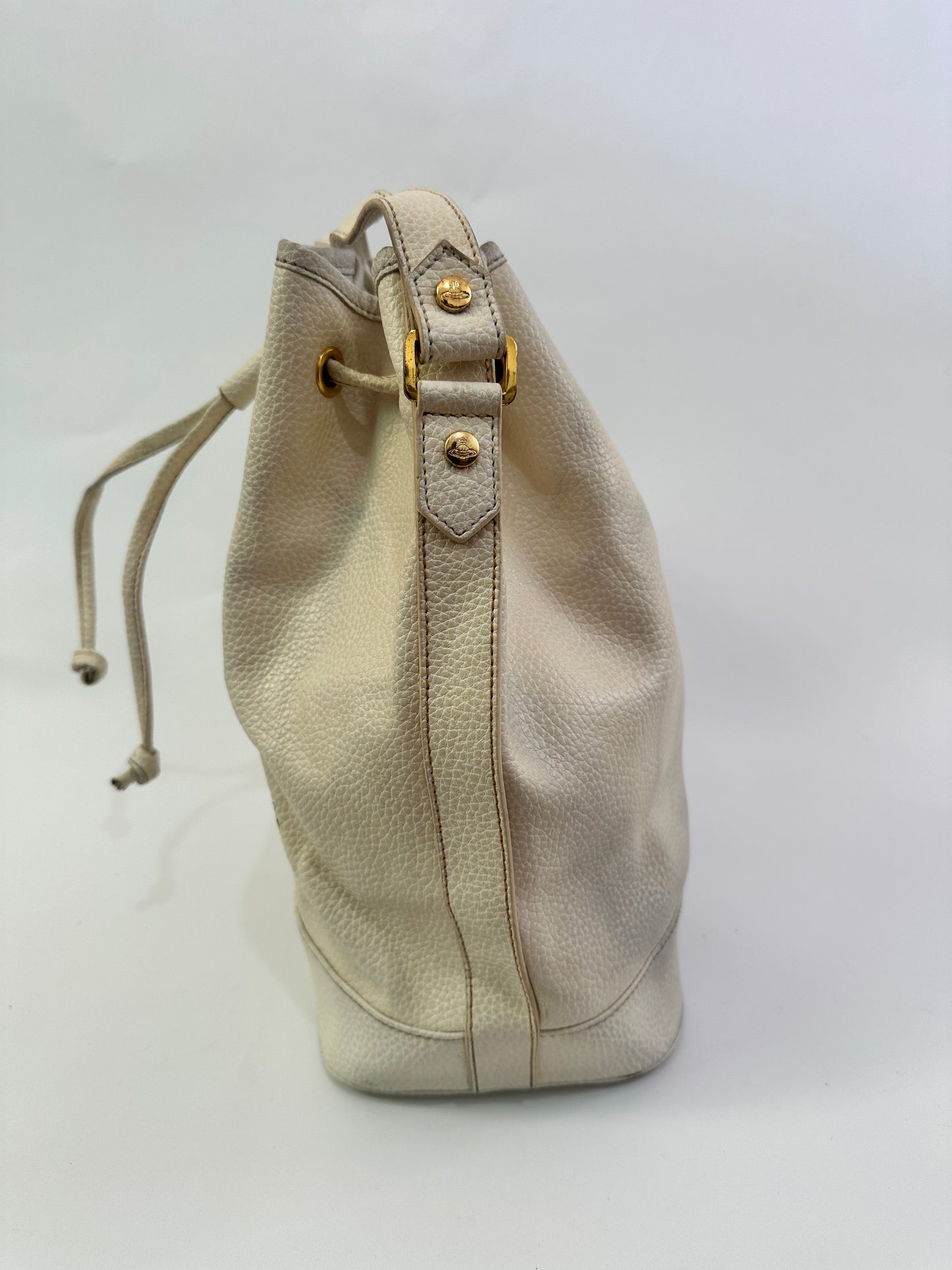 Vivienne Westwood White Leather Bucket Bag