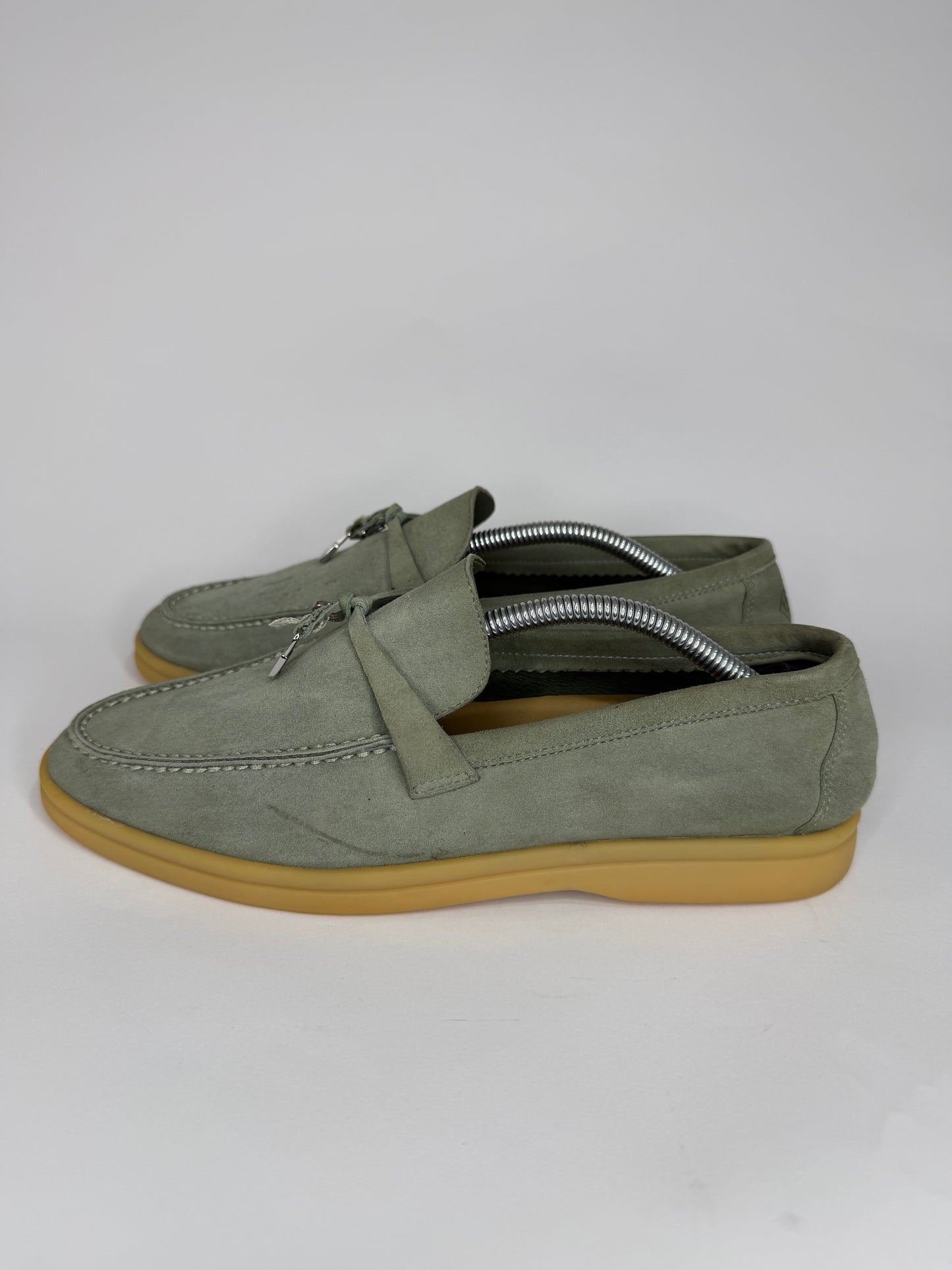 Loro Piana mint green Suede Summer Charms Walk Loafers Size 39 EU/ 9 US