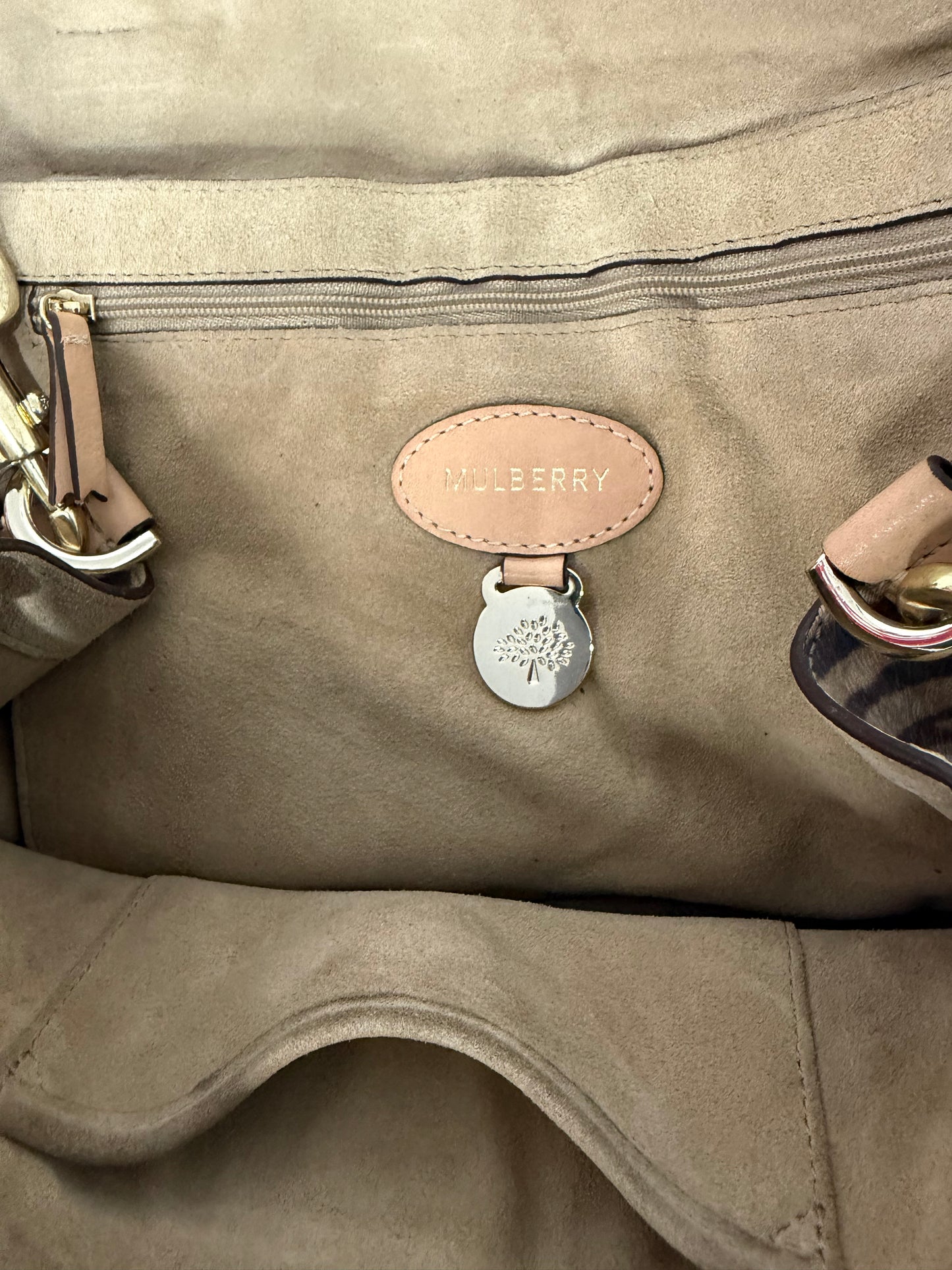 Mulberry Beige Zebra Printed Leather Travel Day Satchel