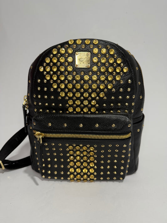 MCM Black Crystal Embellished Leather X Strak Backpack