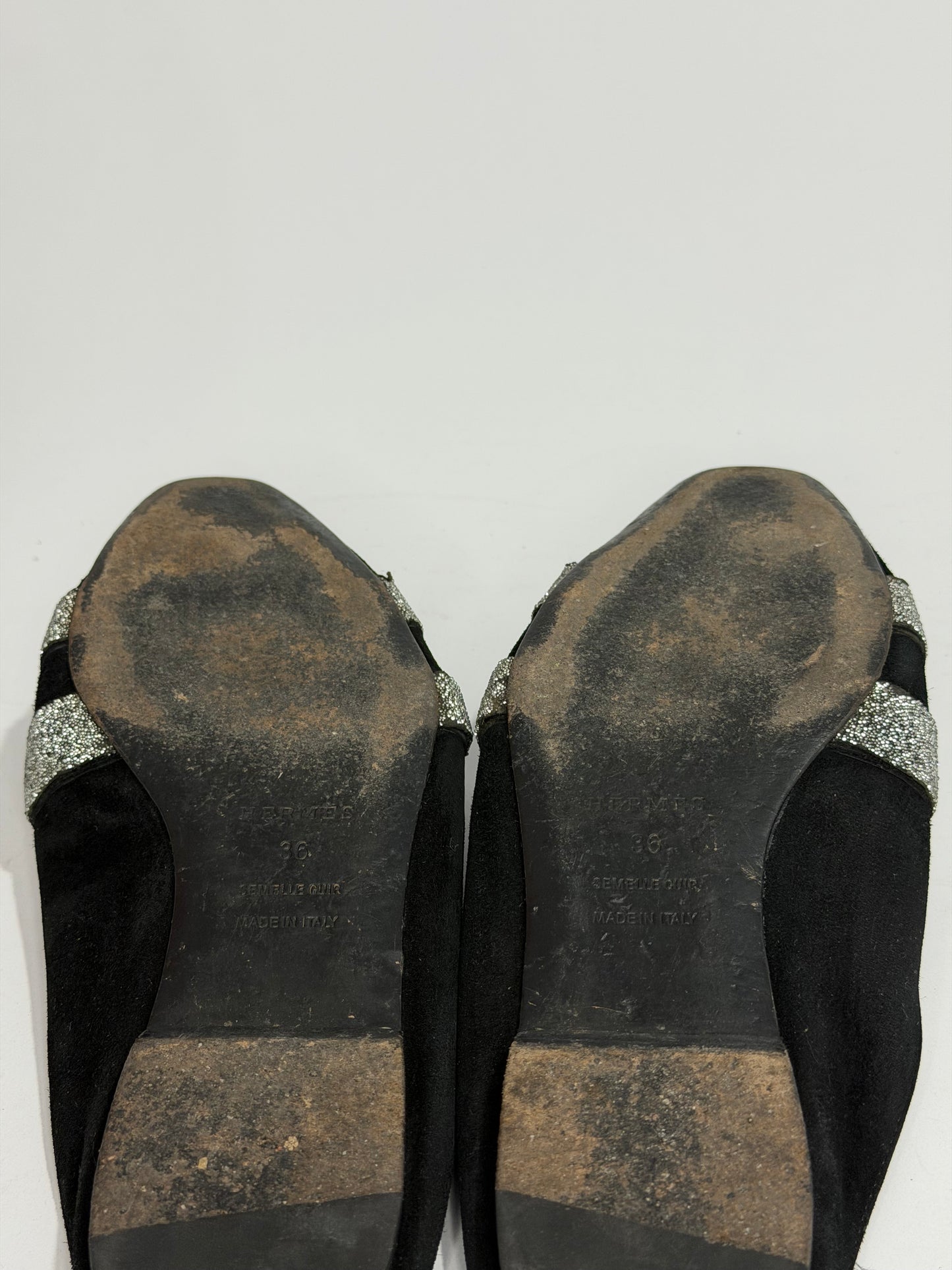 Hermes Black Suede Roxane Mule Sandals Size 36 EU/6 US/ 3 UK