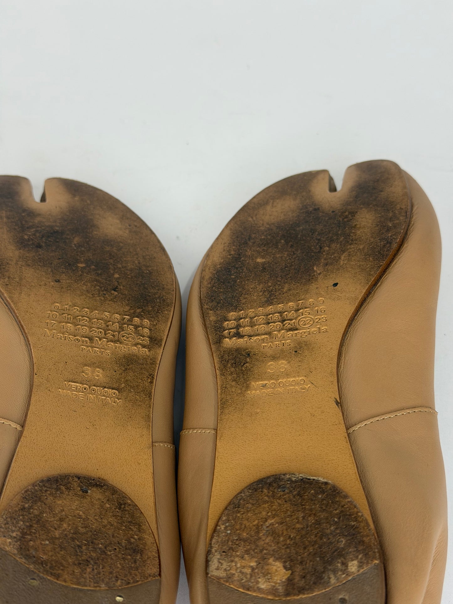 Maison Margiela Tabi Ballet Flats Brown Leather Split-Toe EU 38 / 8 US/ 5 UK