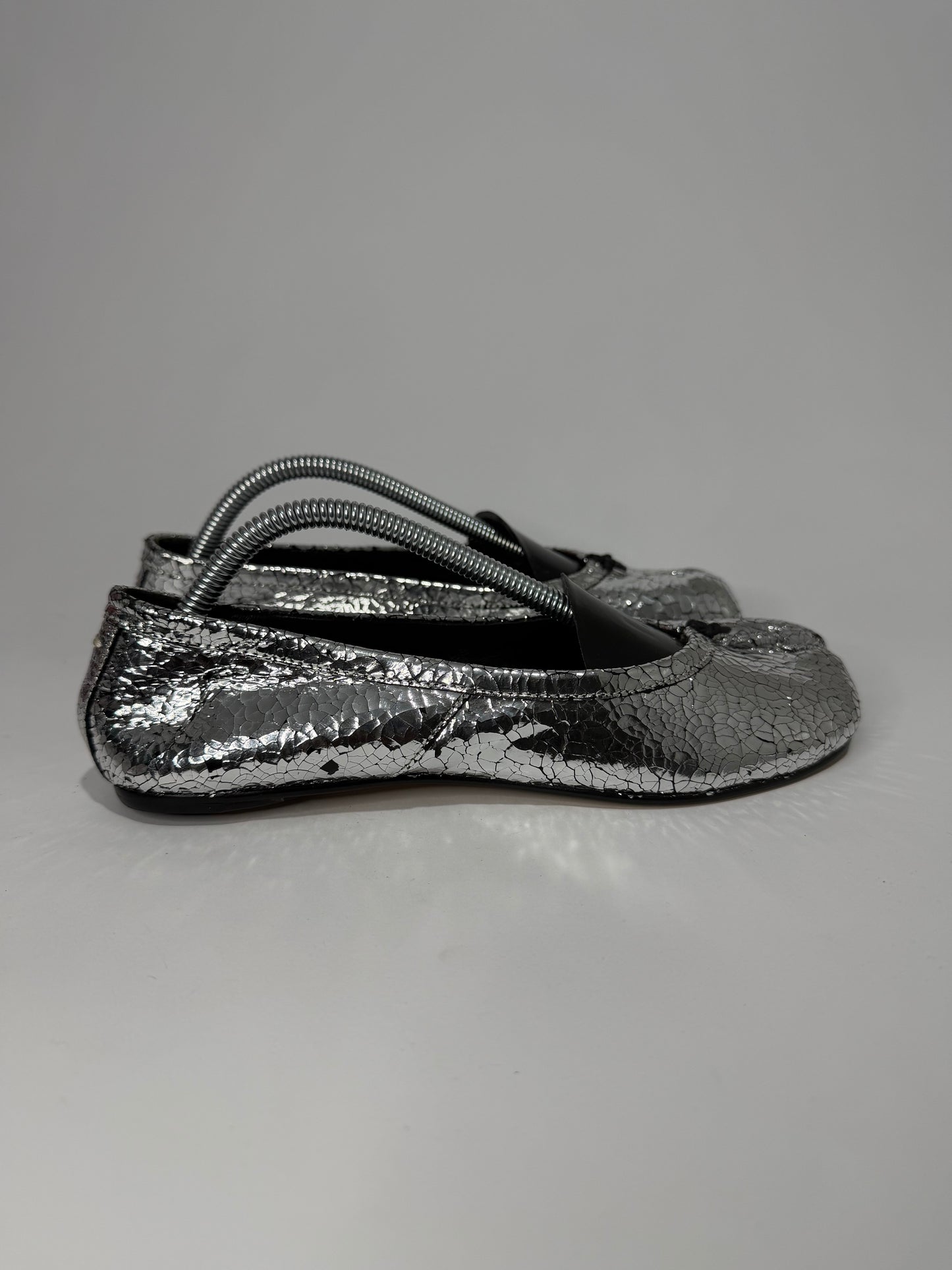 Maison Margiela Silver Tabi Mirror Ballerina Flats Size 36 EU/ 6 US