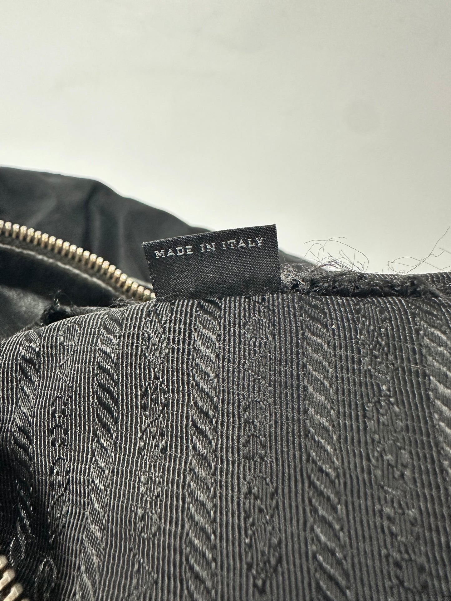 Prada Black Nylon and Leather Zip Shoulder Bag