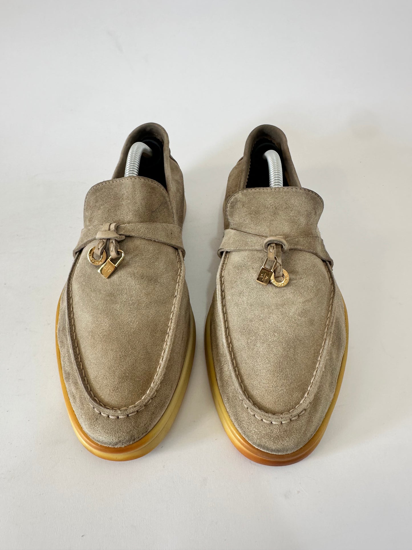 Loro Piana Beige Suede Summer Charms Walk Loafers Size 37