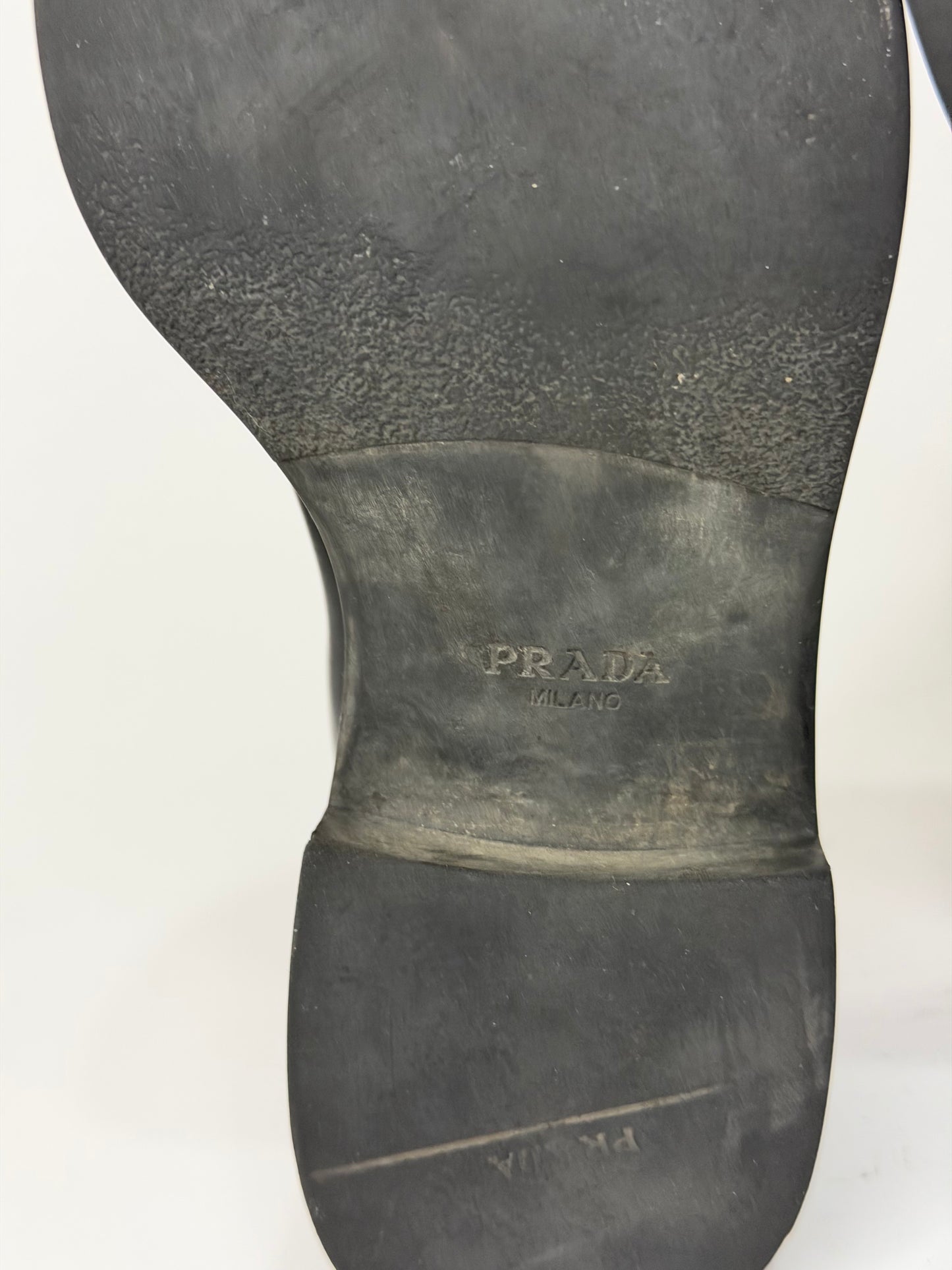 PRADA Vernice Metal Triangle Logo 50mm Loafers Size 35 EU/5 US/ 2UK