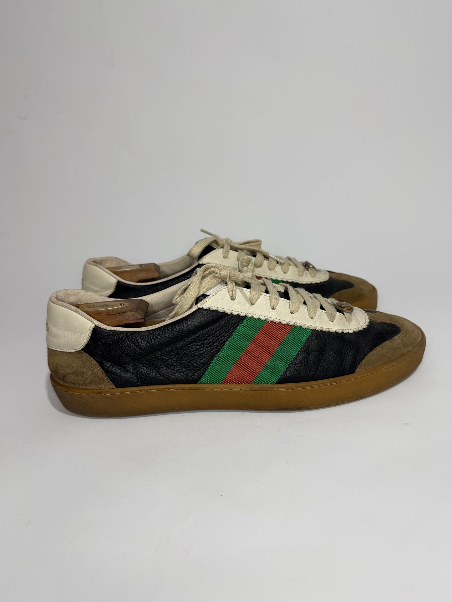 Gucci Multicolor Leather And Suede Ace Bee Web Low Top Sneakers Size 14 EU/ 48 EU/ 15 US
