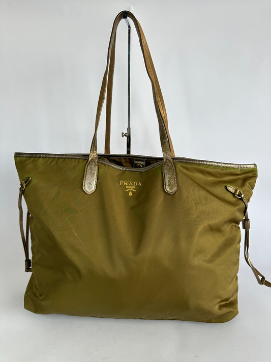 PRADA Nylon Tessuto Saffiano Tote Green