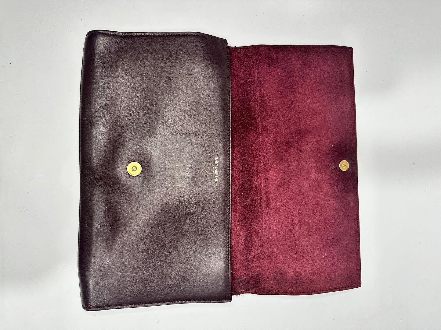 Saint Laurent Brown Leather Y-Ligne Clutch