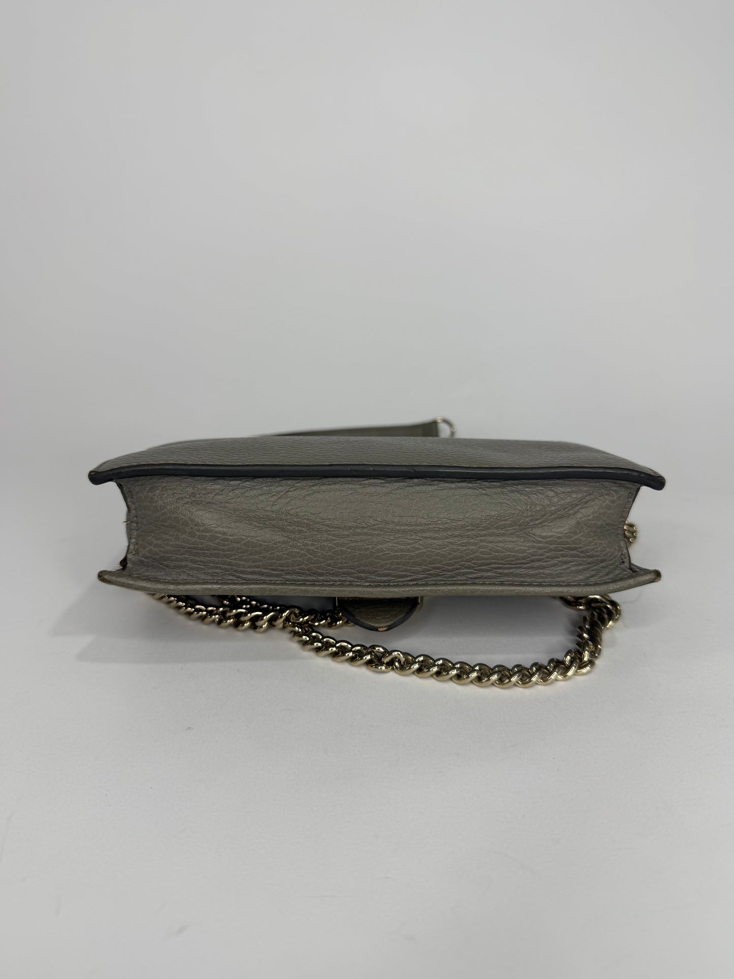 Gucci Grey Leather Interlocking G Wallet on Chain