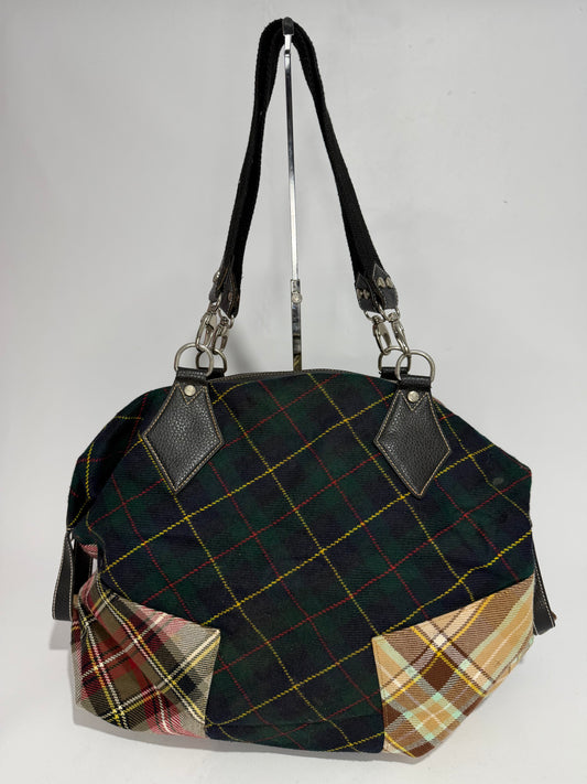 VIVIENNE WESTWOOD Multicolor Plaid Tote Bag.