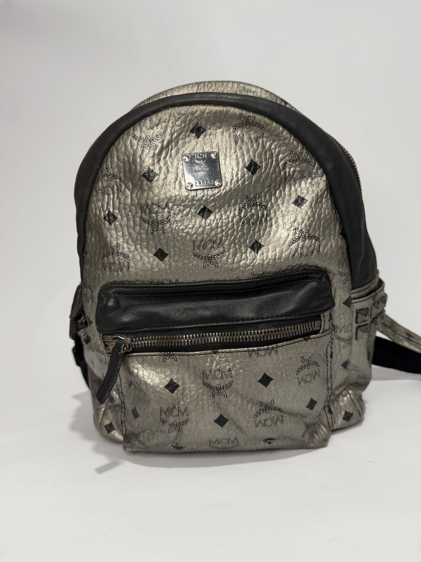 MCM Unisex Visetos Studded Small Stark M Backpack