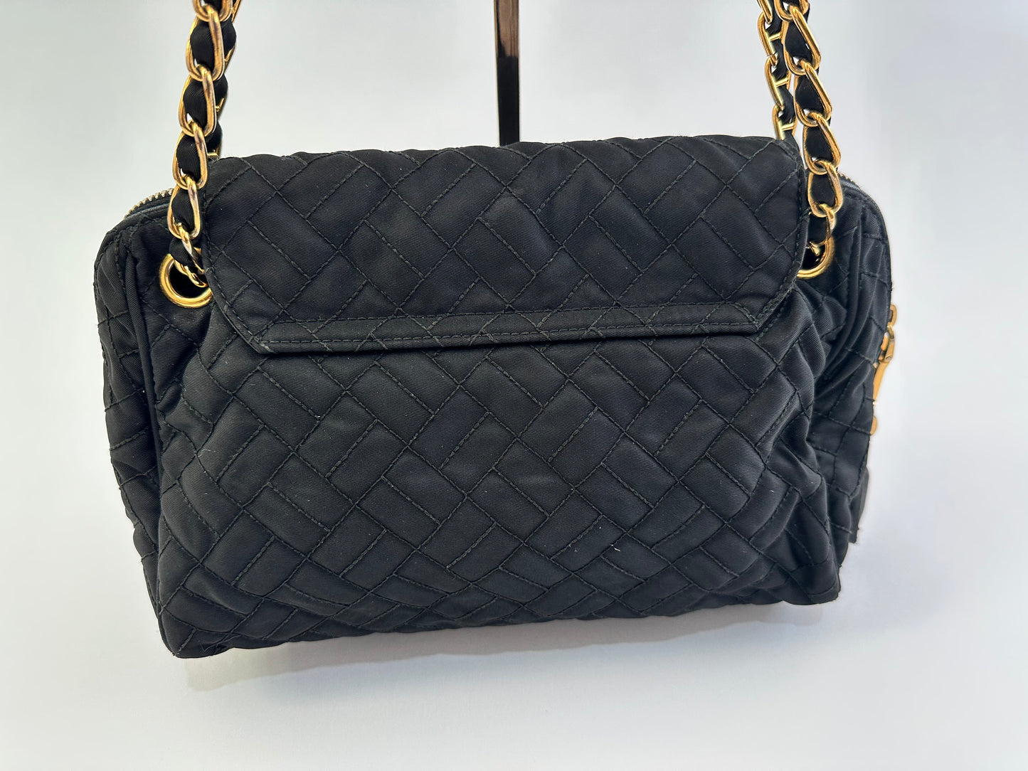 Prada Black Nylon Push Lock Shoulder Bag