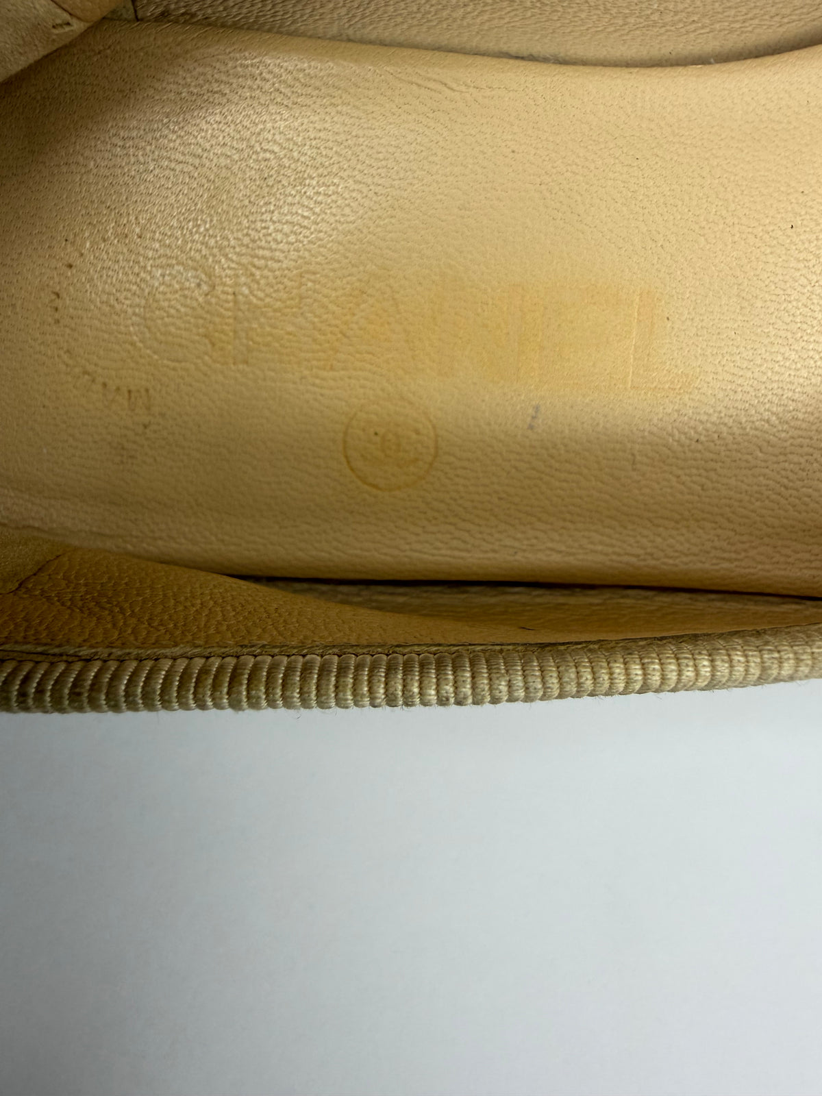 CHANEL Beige/Black Lambskin Leather CC Ballet Flats Size 37.5 EU/ 7.5 US