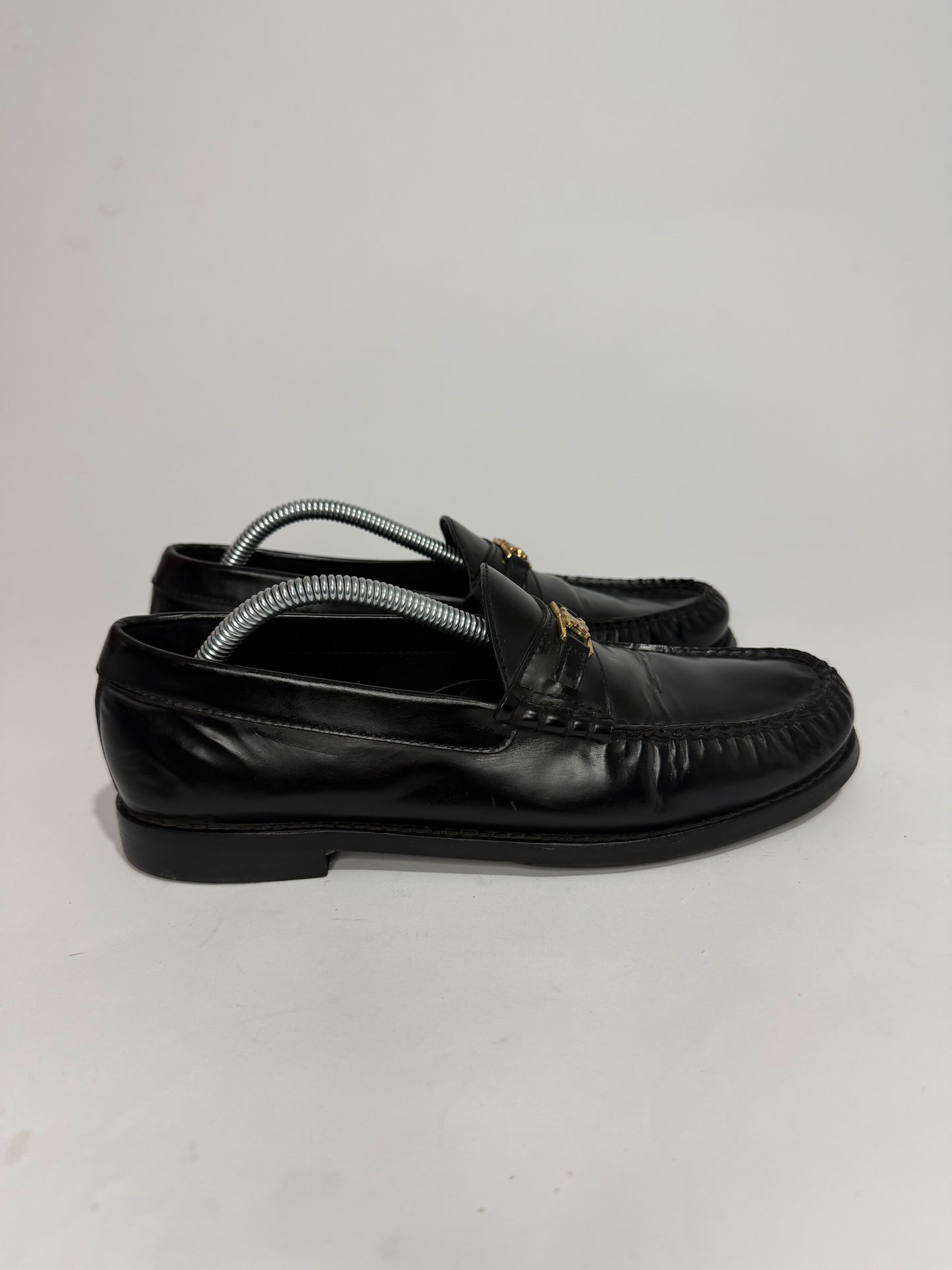 Celine Triomphe Black Patent Leather Loafers Size 38 EU/ 8 US / 5 UK