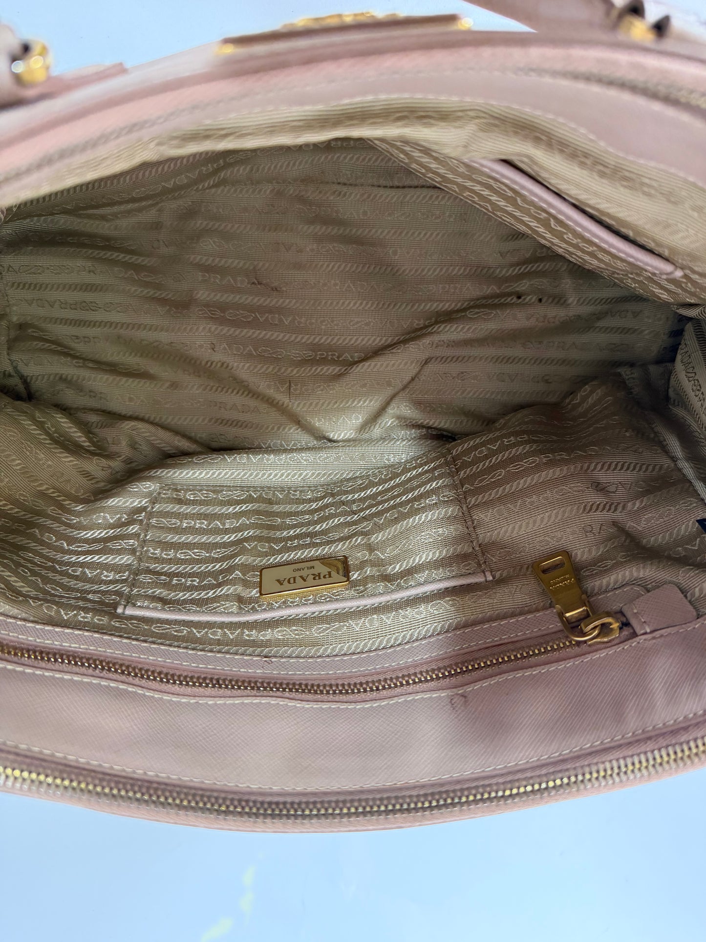 Prada Pink Saffiano Lux Leather Large Galleria Double Zip Tote