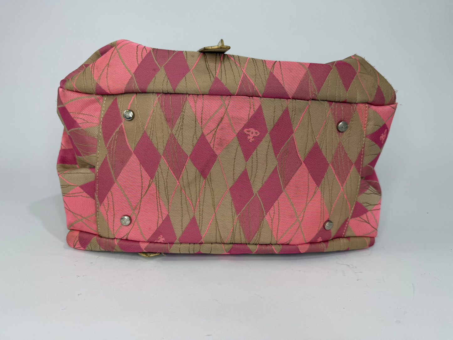 Vivienne Westwood Vintage Pink & Brown Argyle Leather-Trimmed Shoulder Bag
