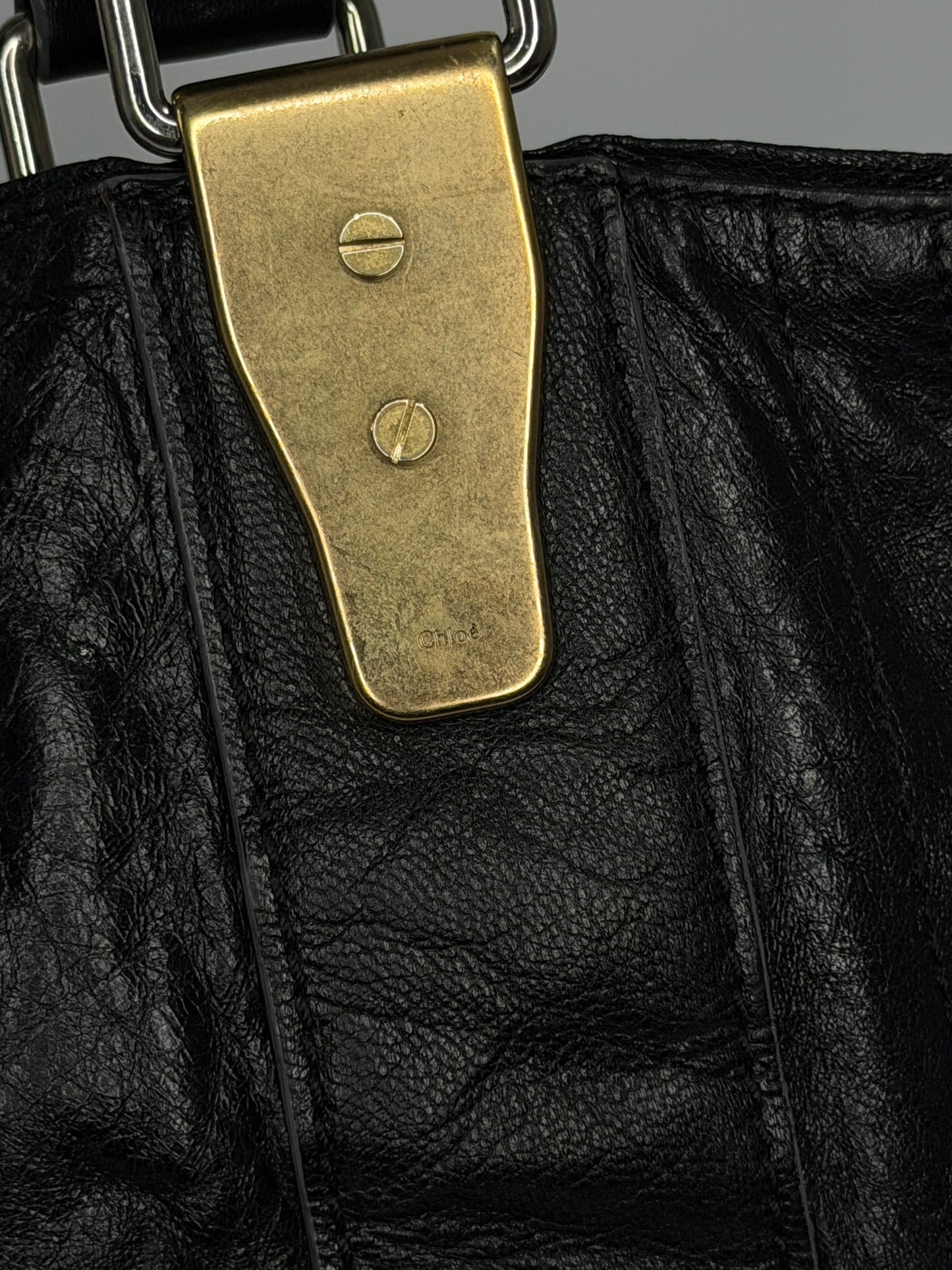 Chloe Black Pebbled Leather Shopper Tote